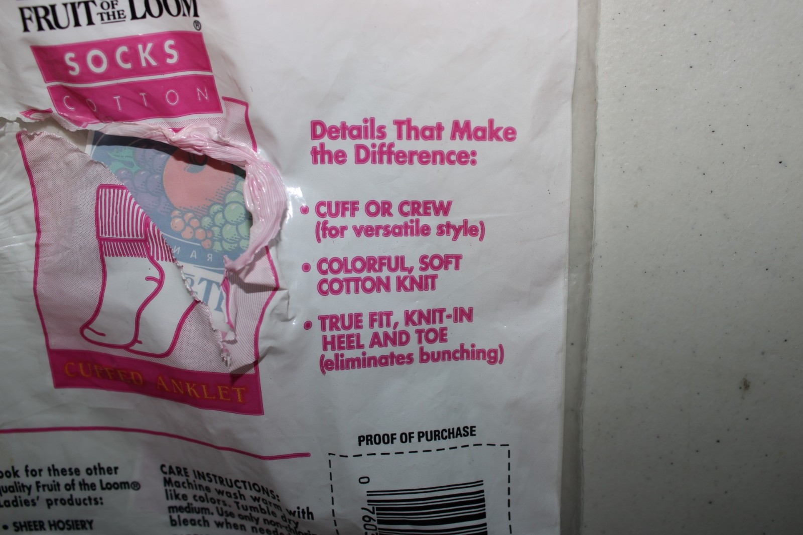 READ* OpenPack New 1994 Fruit Of The Loom Womens Socks 6 Pair Anklet Cuffed Crew