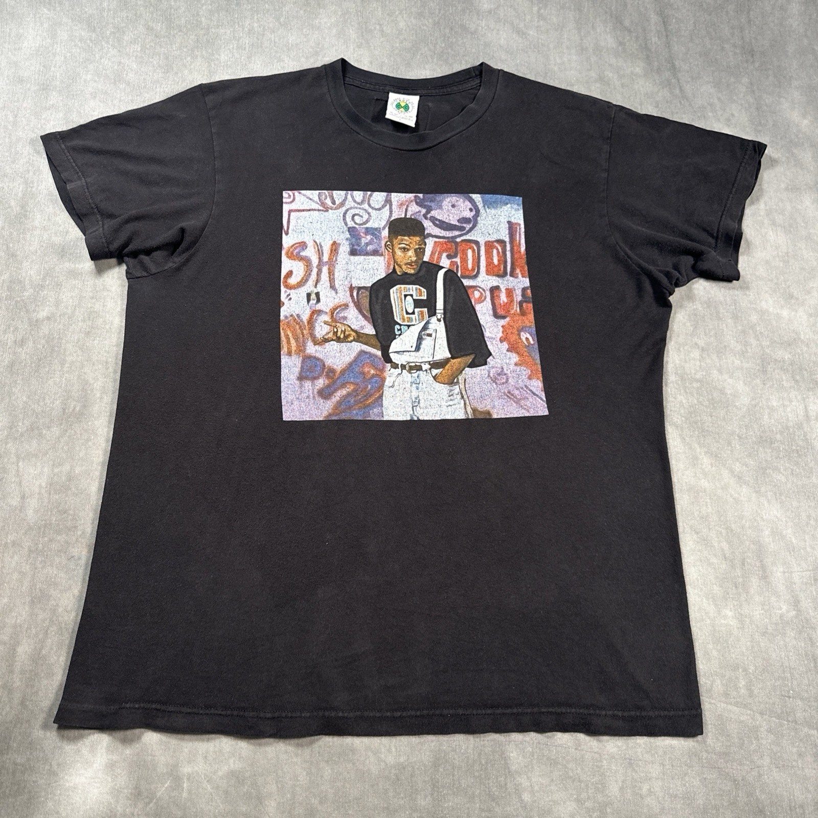 Vintage Cross Colours Fresh Prince Of Bel Air 90s Will Smith T Shirt LARGE Black