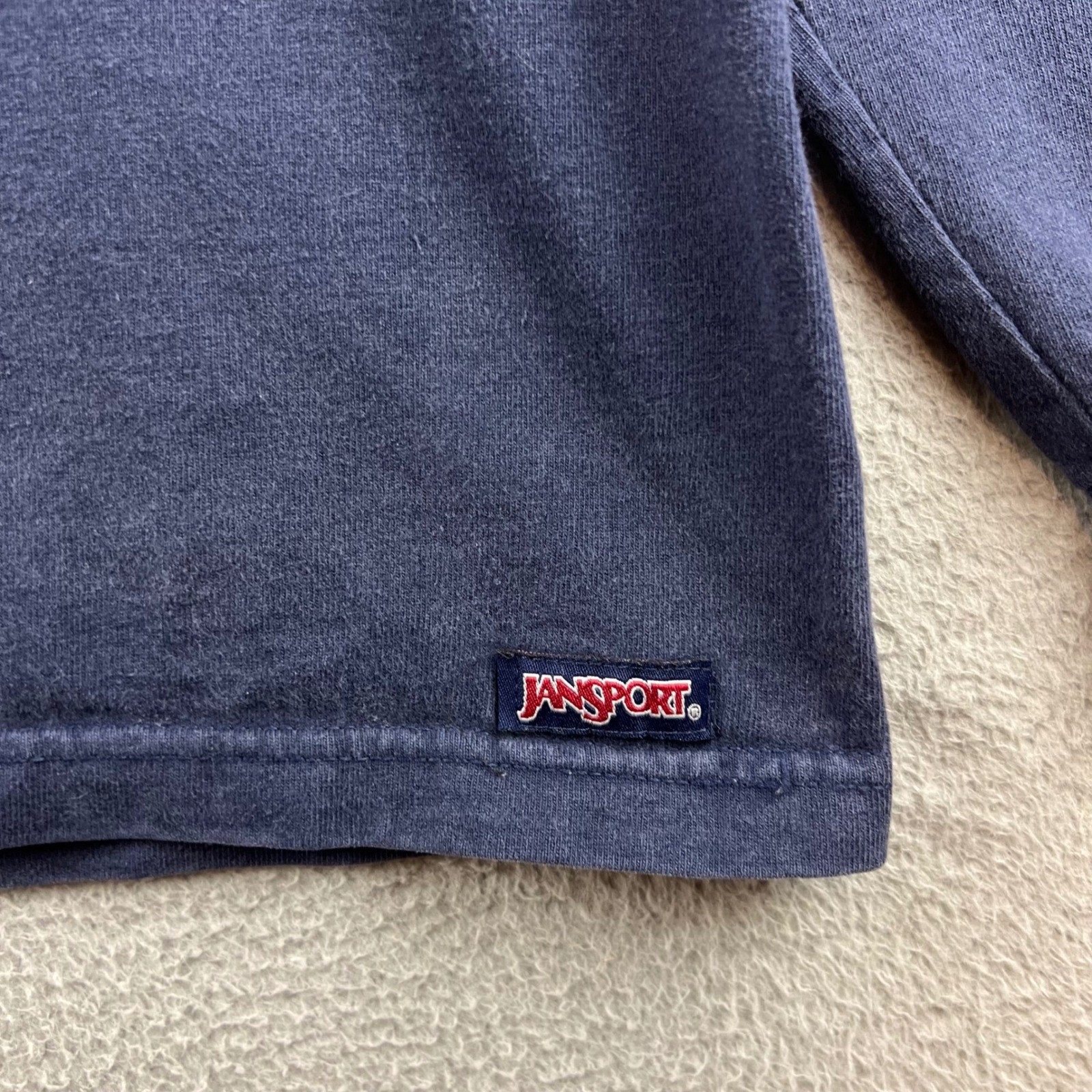 Vintage JanSport Long Sleeve T-Shirt Mens Large Navy Blue Mountain Graphic USA