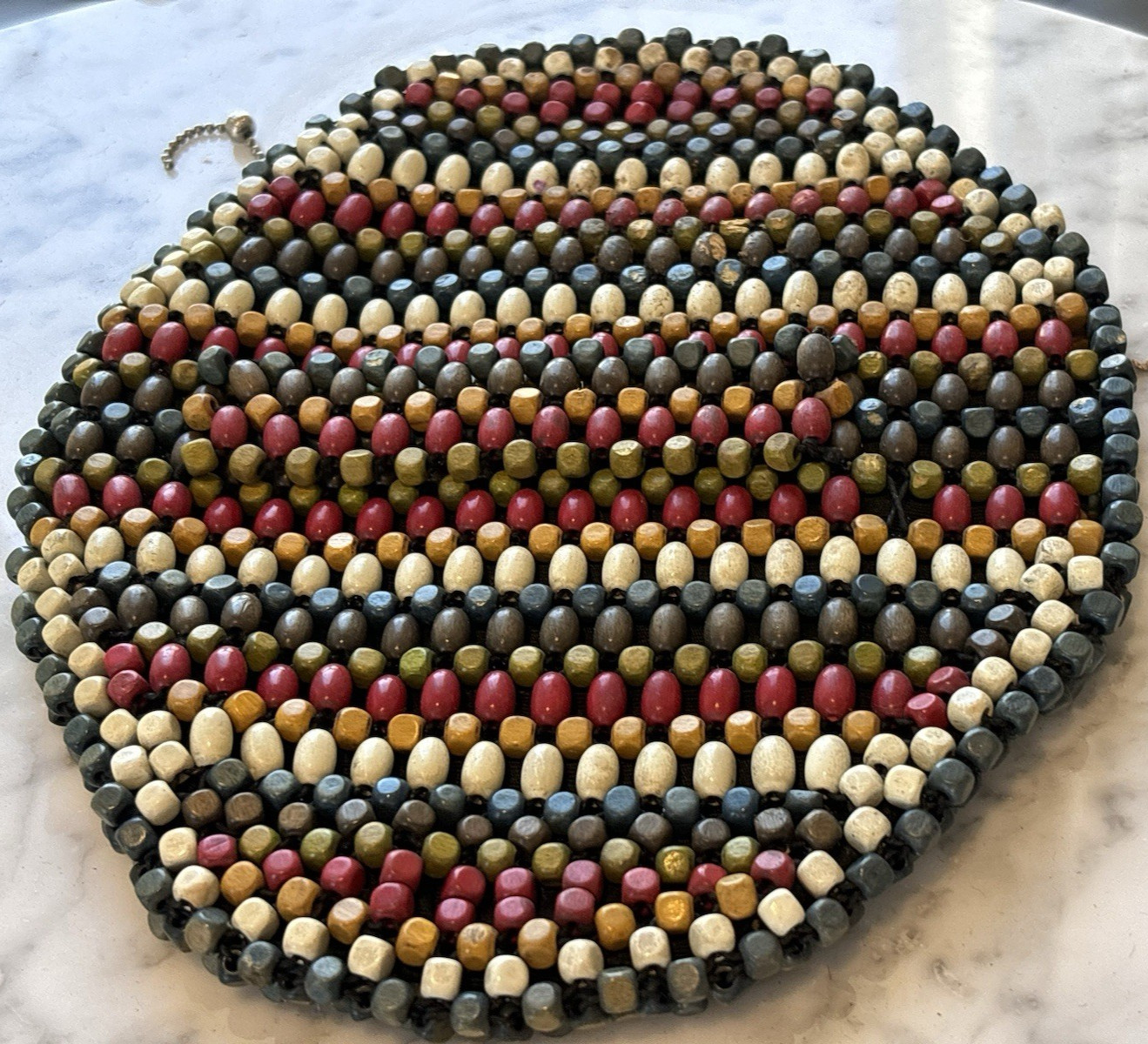 Vintage Schowanek Wood Bead Clutch Handbag Made in Czechoslovakia, Gifts for Her