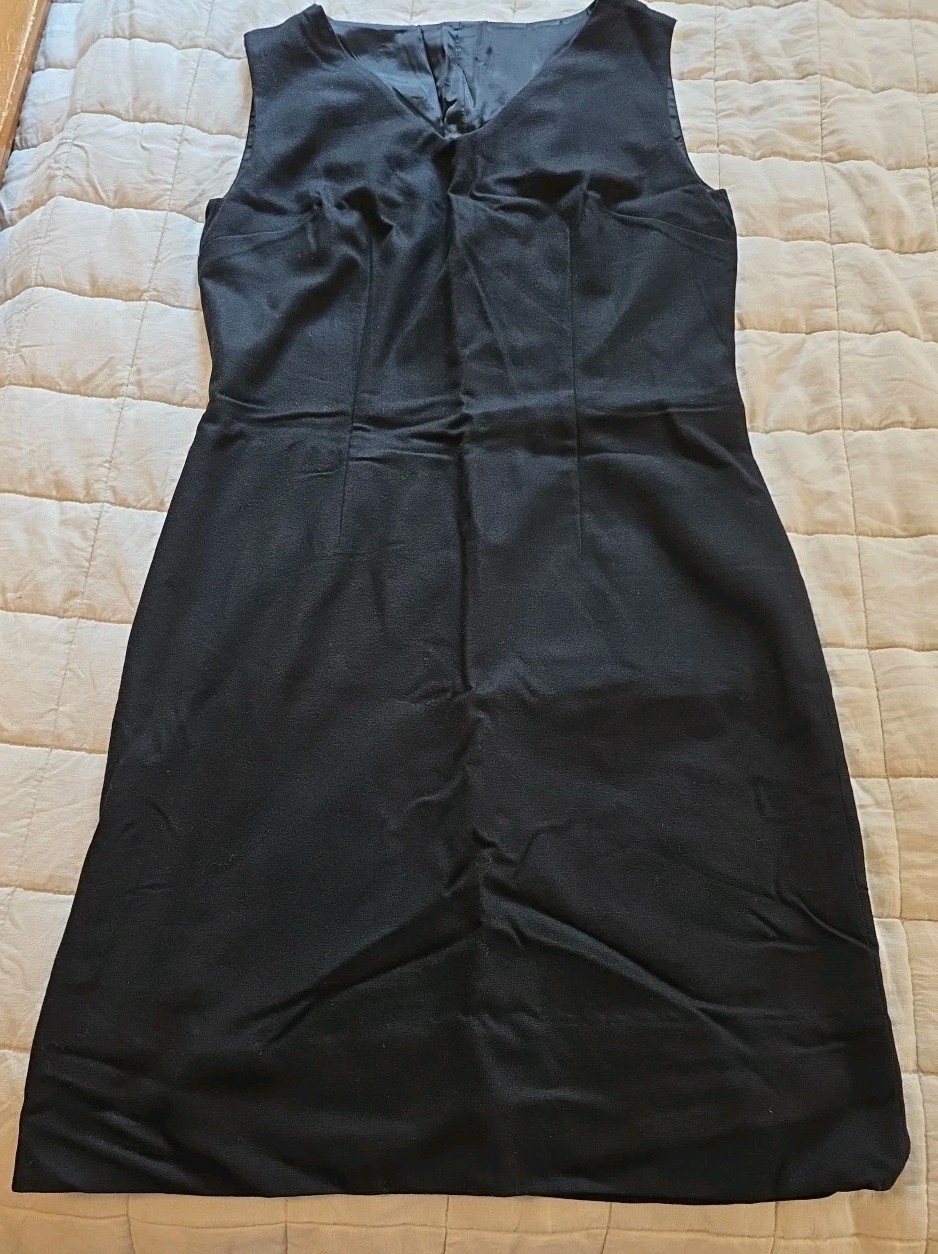 Vtg 60s 70s Unbranded Womens Mod Dress Black Sleeveless. Medium