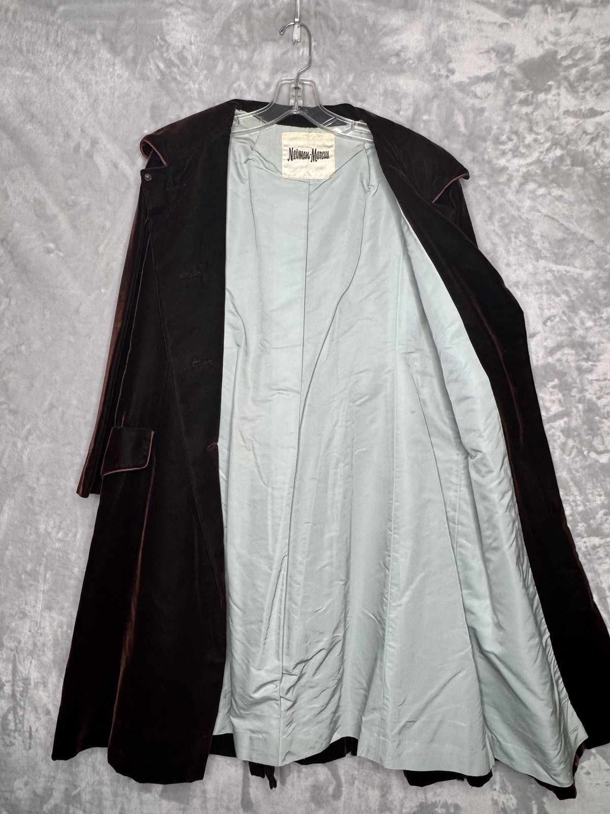 Vintage Neiman Marcus Velvet Coat Overcoat Womens Size Unknown Brown 50s 60s