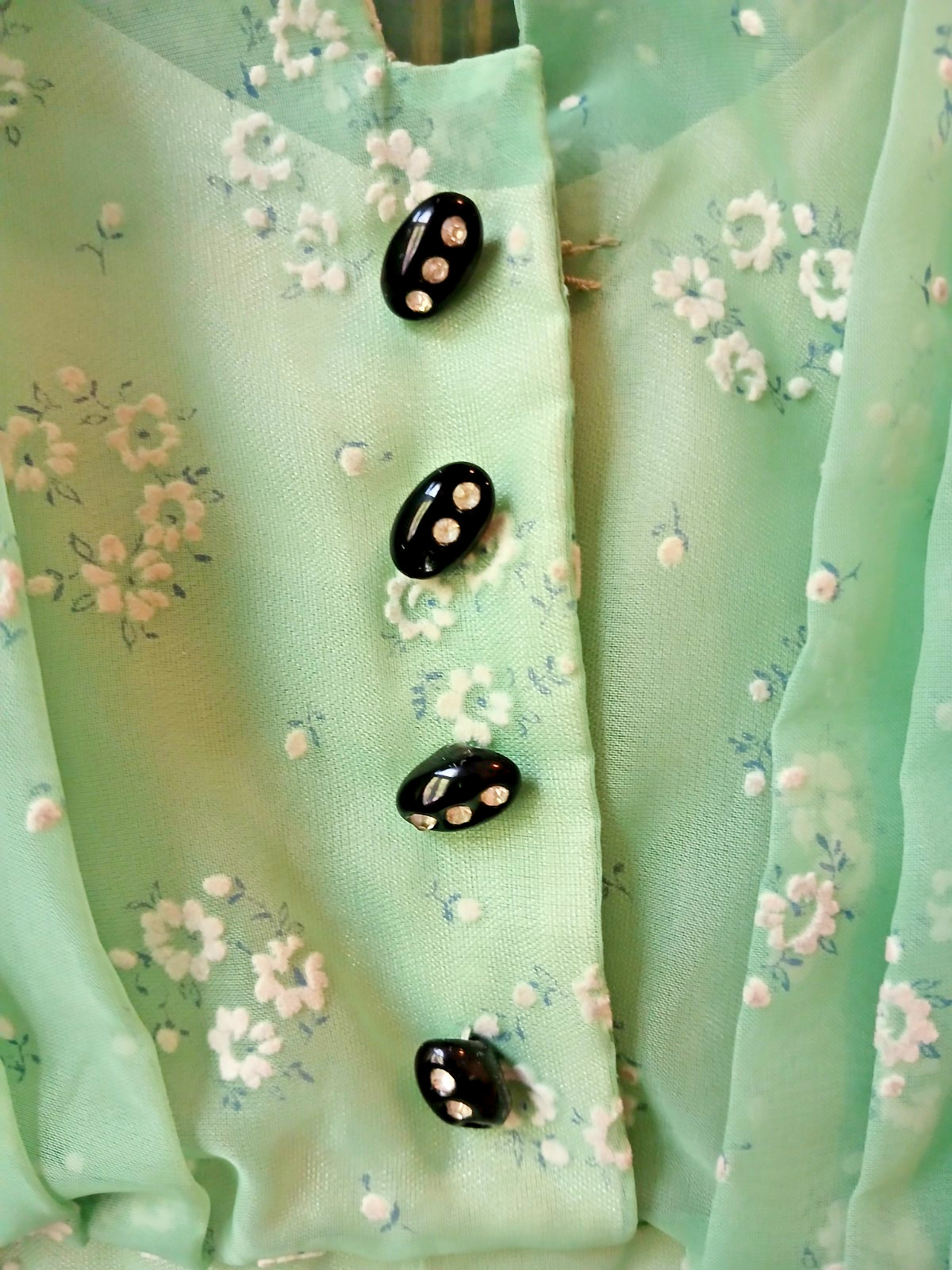 Vintage 1950s Handmade Apple Green Embroidered Tea Dress Size US6 UK10