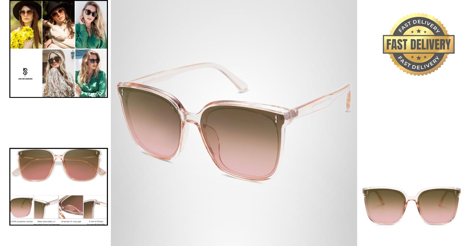 Fashionable Full-Frame Square Sunglasses for Outdoor Activities – UV Protection