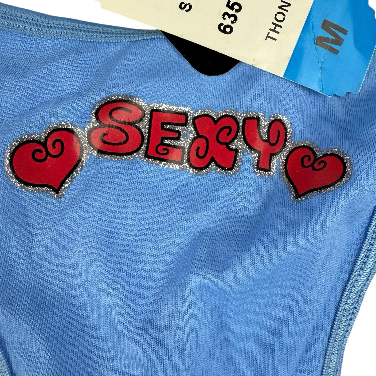 Vintage Berlina Thong Panties Bikini Medium Keyhole Cutout Blue Sexy Y2K