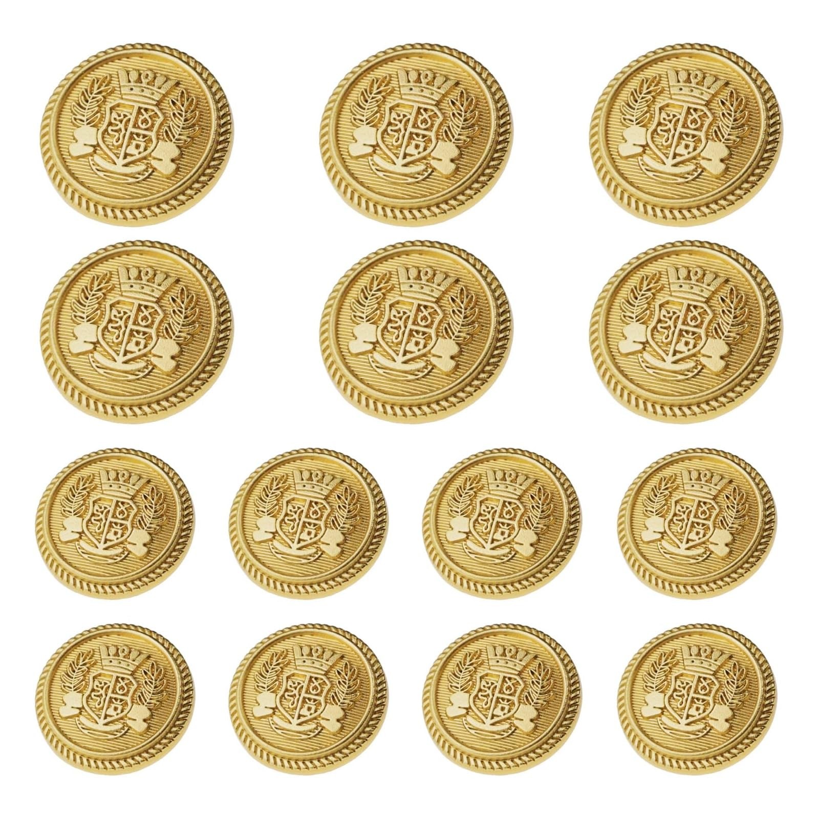 14-Piece Gold Metal Blazer Button Set – 23mm & 18mm Buttons 18mm,23mm, gold