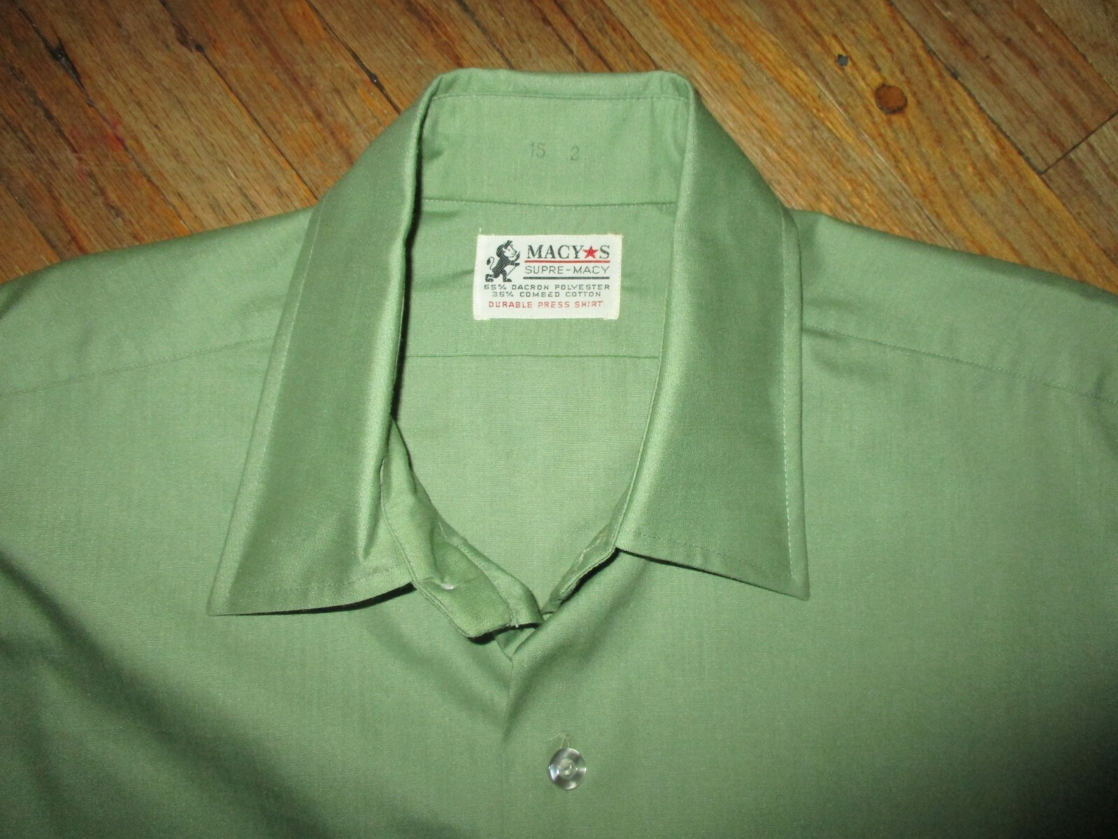 vtg MACYS SUPRE-MACY FRENCH CUFF SHIRT Button Front Dacron Durable Press MEDIUM