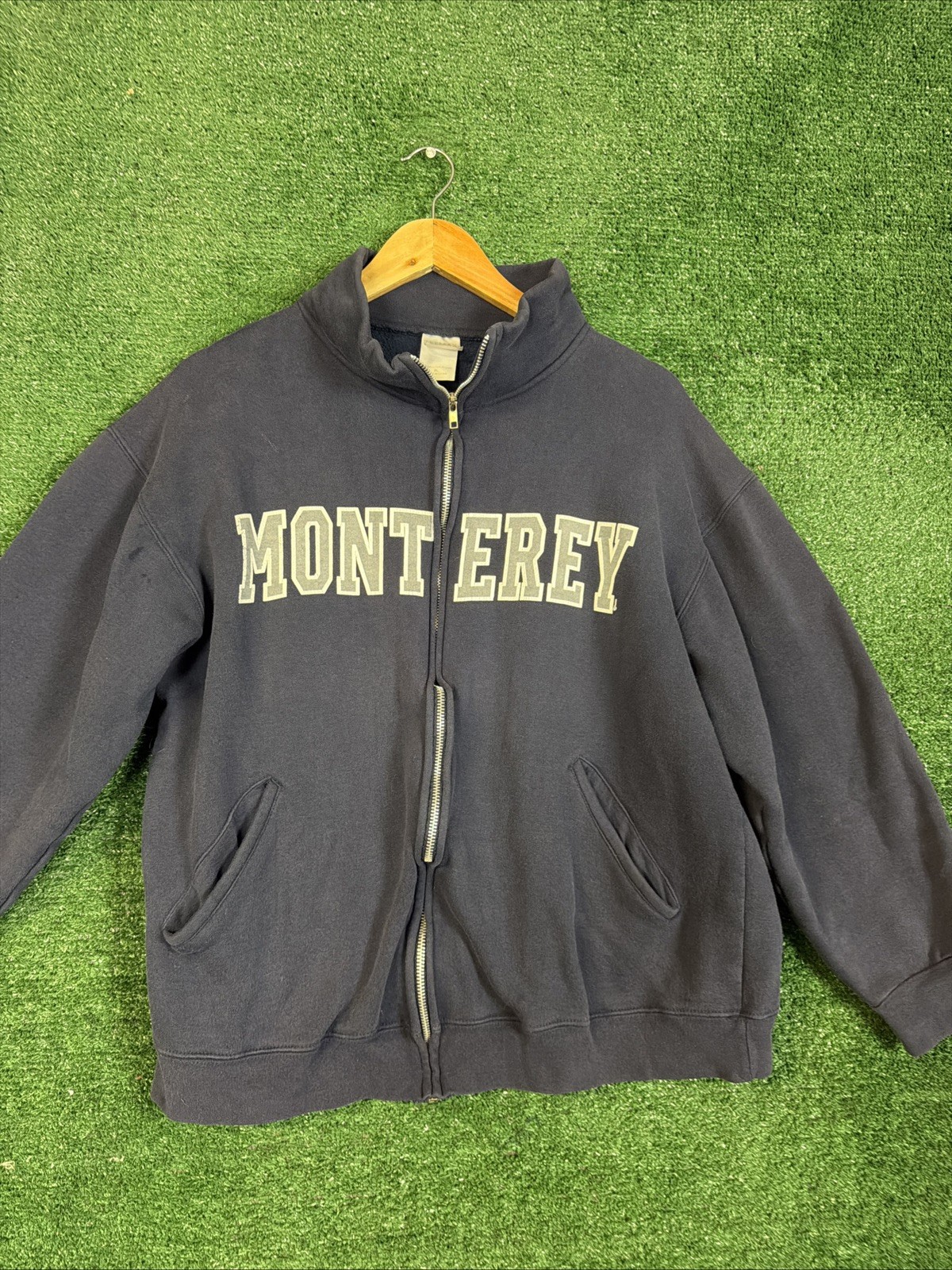 Vintage 80s Monterey California Men’s XL Zip Sweatshirt Grey USA Made