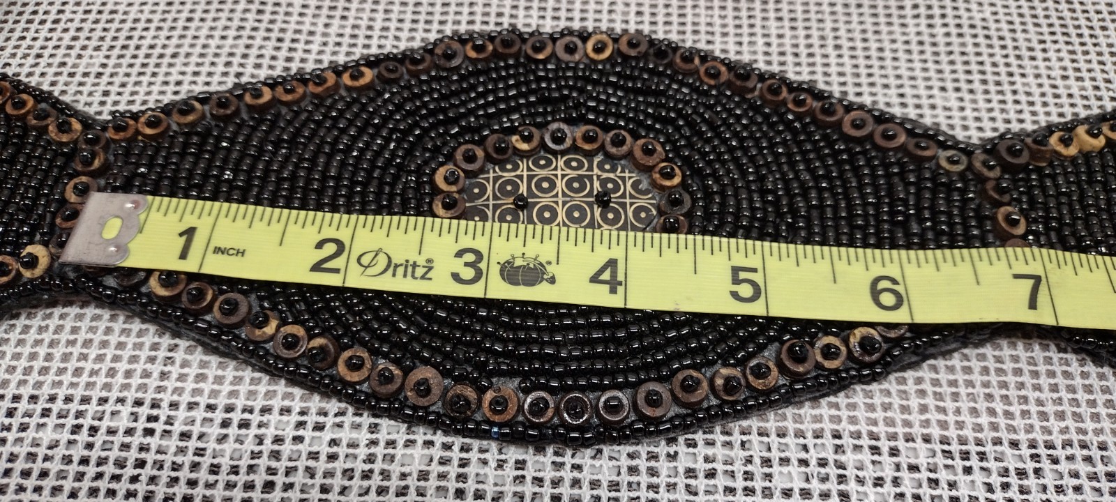African Beaded Wood SASH BELT Black Coffee WIDE HIP BELT XL 42 in