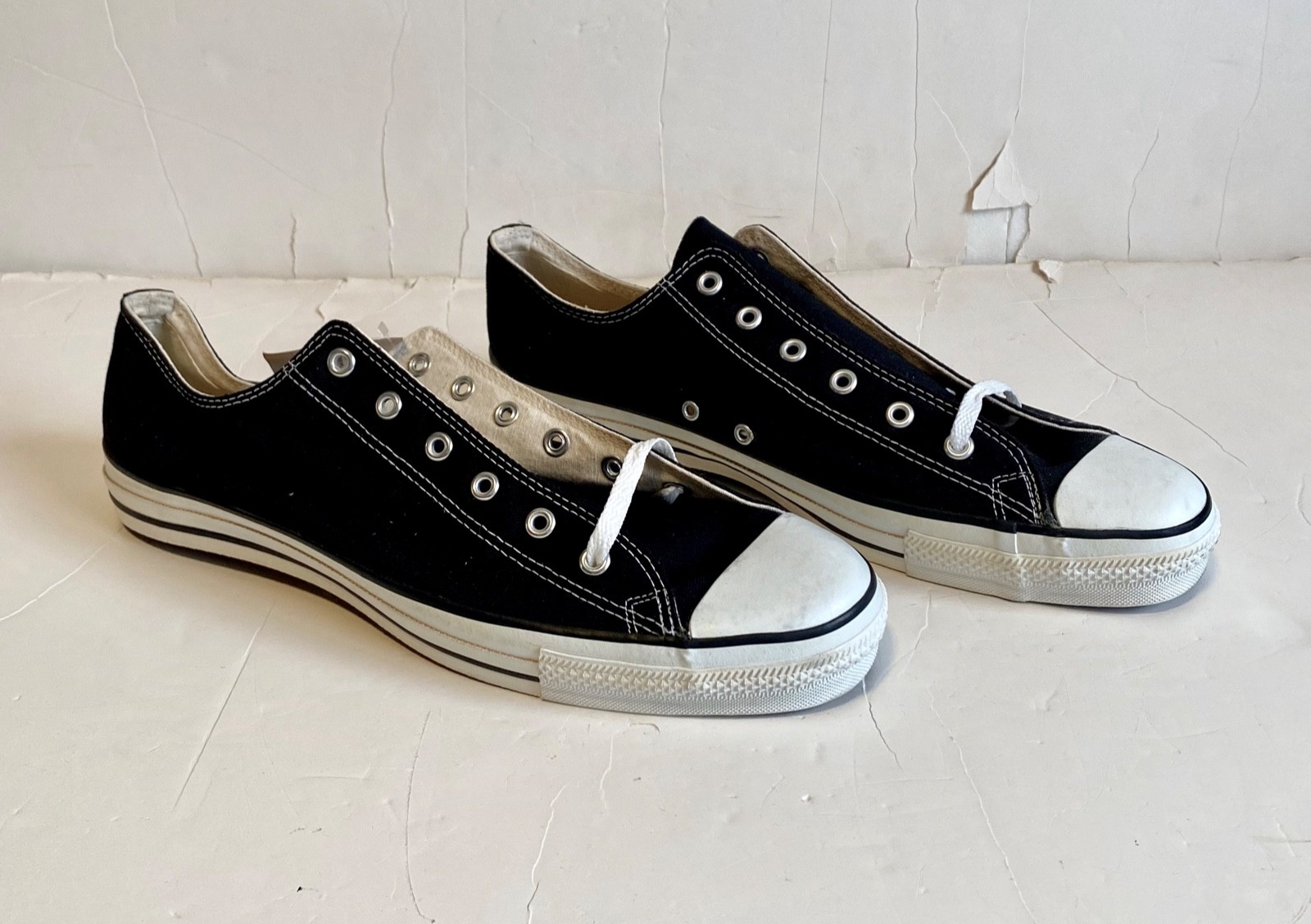 Vintage Anaconda Sports Shoes Black Canvas Low Cut Sneakers Converse NOS USA 15