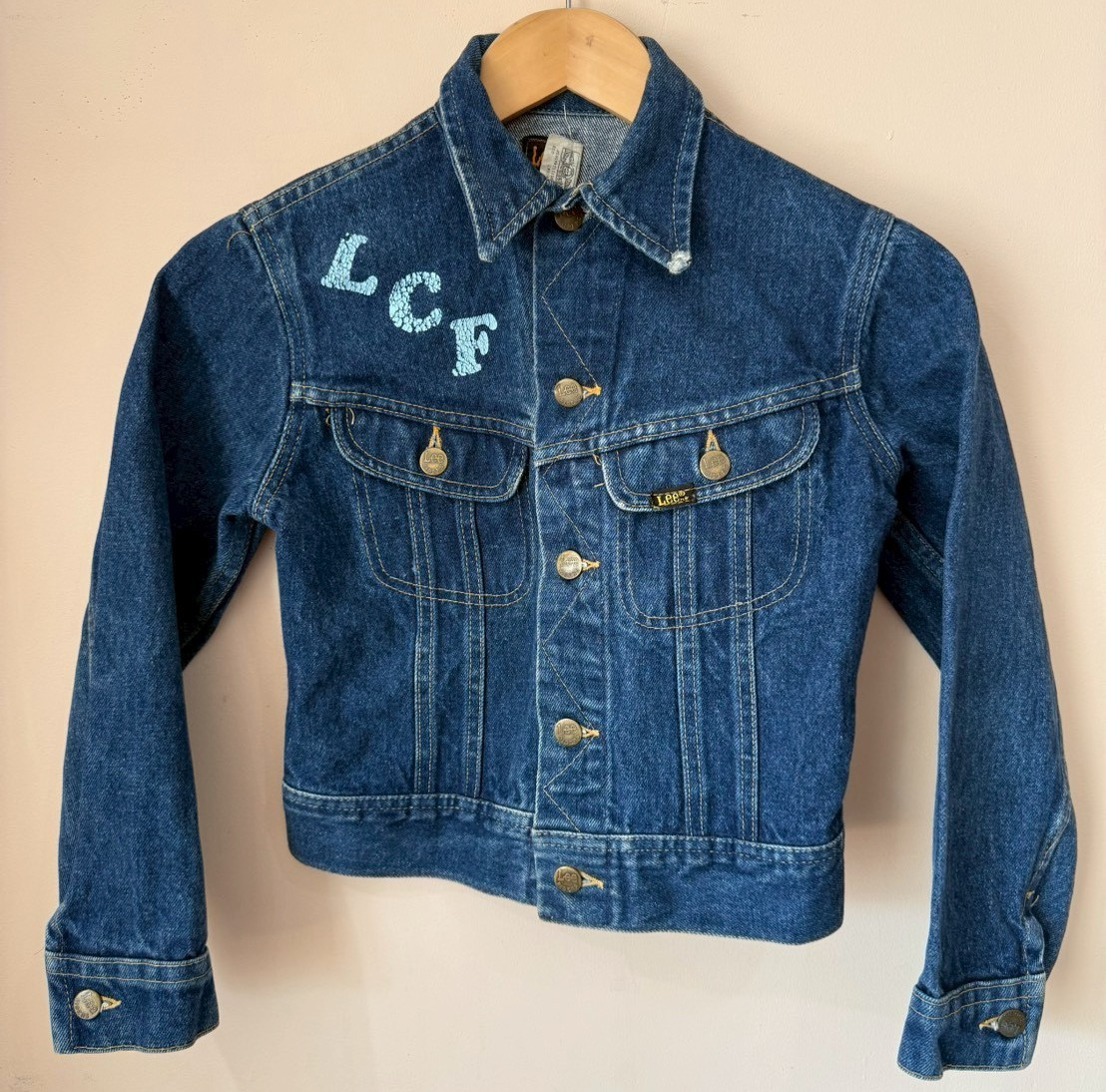 VTG 1970s Lee Riders Denim Trucker Jean Jacket Size Youth Boys 12 Petite Womens