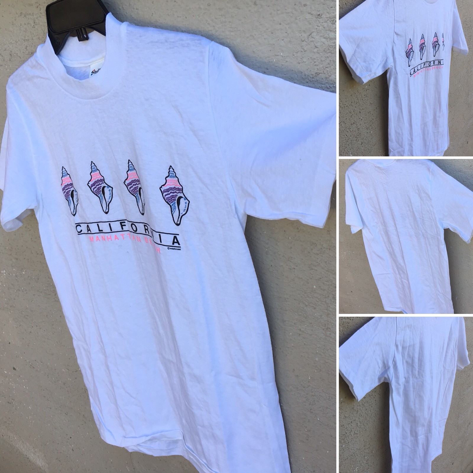 Vintage California Manhattan Beach T-Shirt c westcoast Stedman Hi-Cru M 38-40