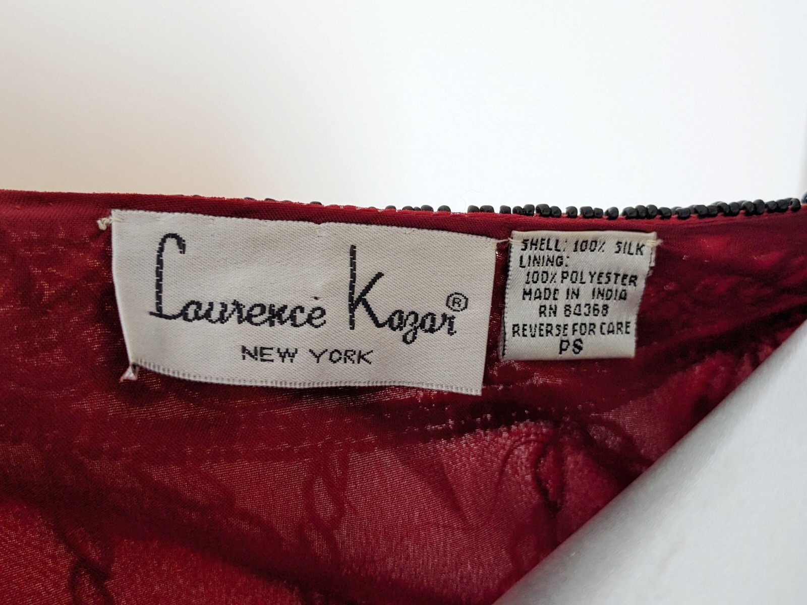 VTG Lawrence Kazar Red Art 2 Wear Beaded Rope Jacket PS Petite Small