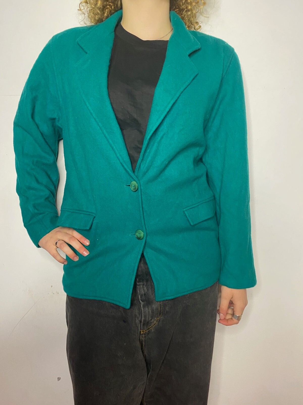 Vintage 1980s Green PROPHECY Fletcher Jones Pure New Wool Womens Jacket Sz M