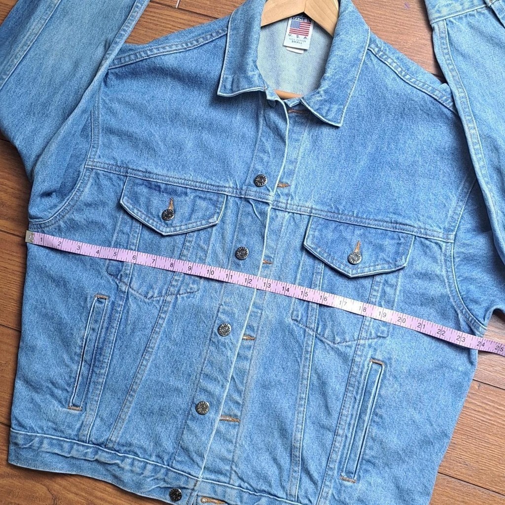 Vintage 90s Boeing 717 Embossed Denim Jacket Tagged Small Fits M/L