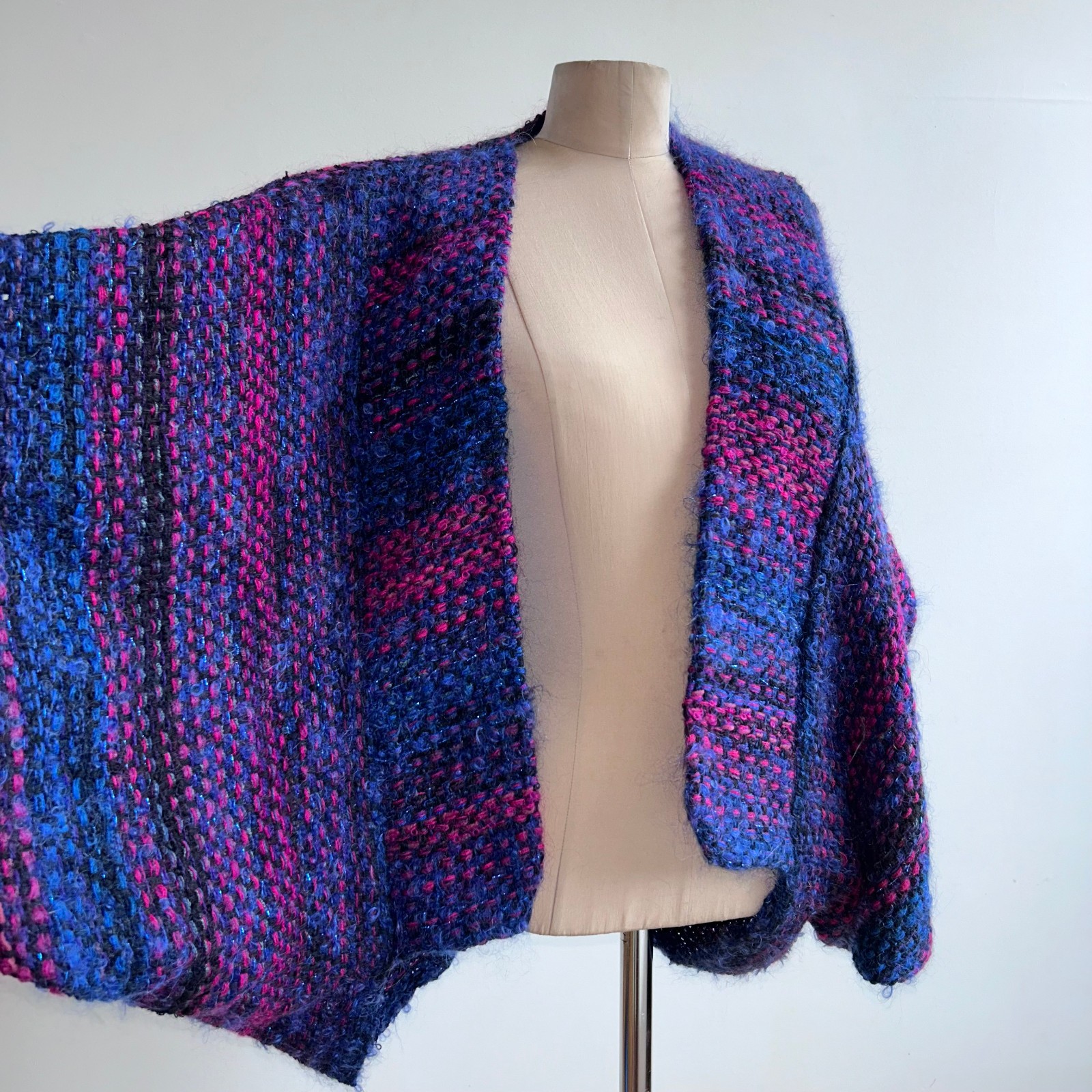 Vintage Jeanne Scannell Hand Weave Batwing Sweater Jacket S M L One Size