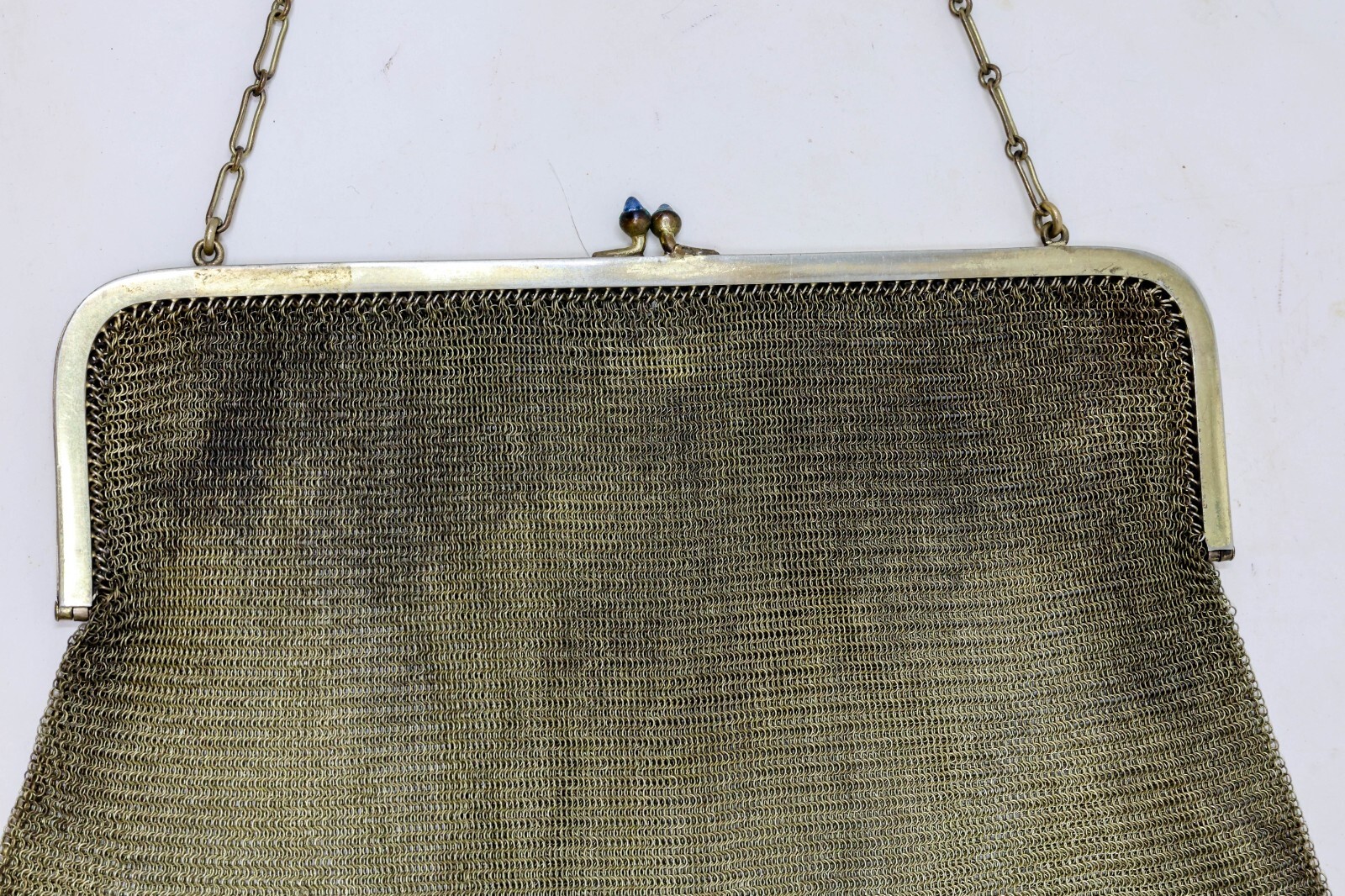 1920s Antique Flapper Purse Silver Mesh Evening Handbag Hallmarked Unknown Maker