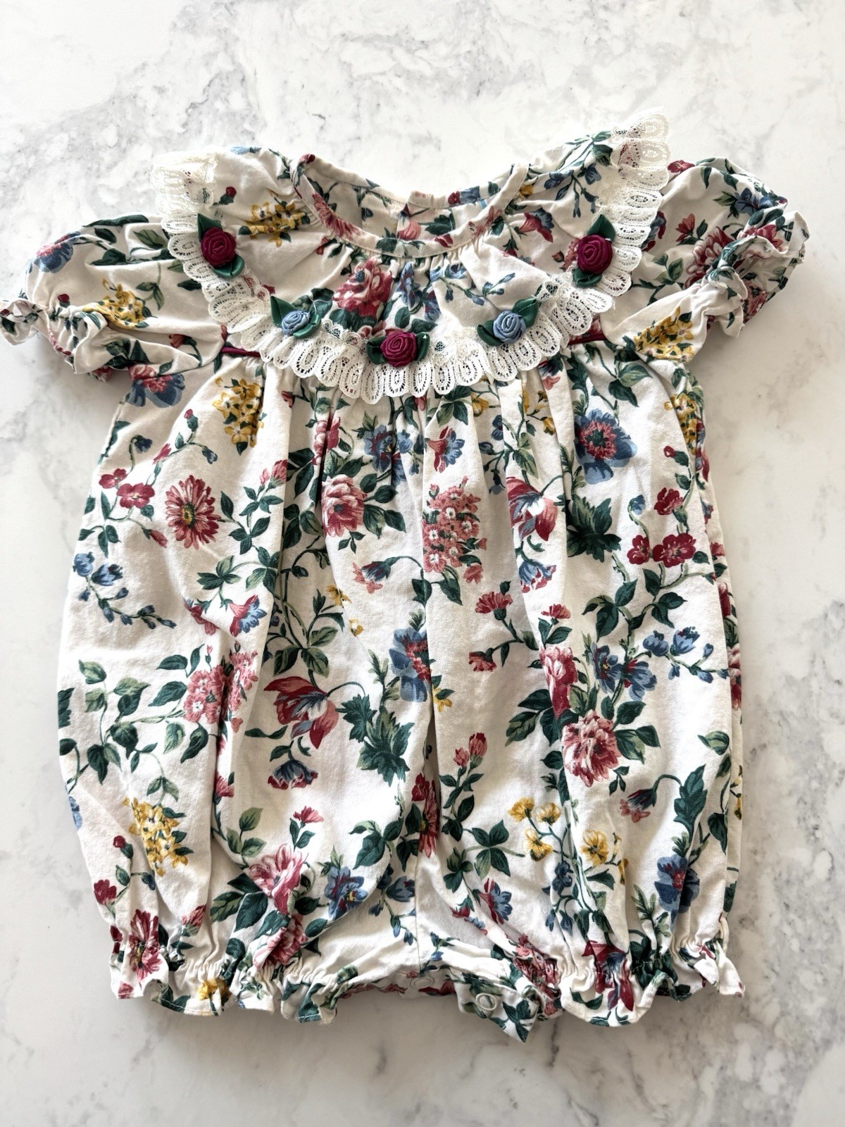 Vintage 18 month Baby Toddler Floral Romper 1994 Outfit
