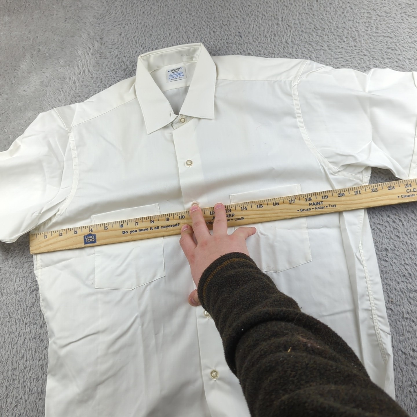 VINTAGE 60s Arrow Dress Shirt Size 15 Small Sanforized WHIP 100% Cotton