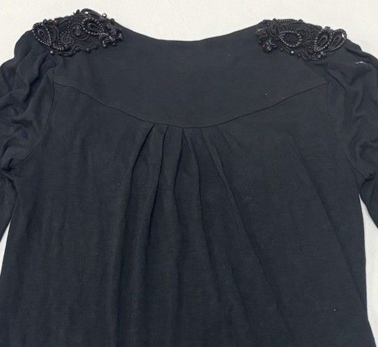 Ghost Y2K Black Beaded Embellished Mini Dress UK 10 Silk Blend Goth Clubwear