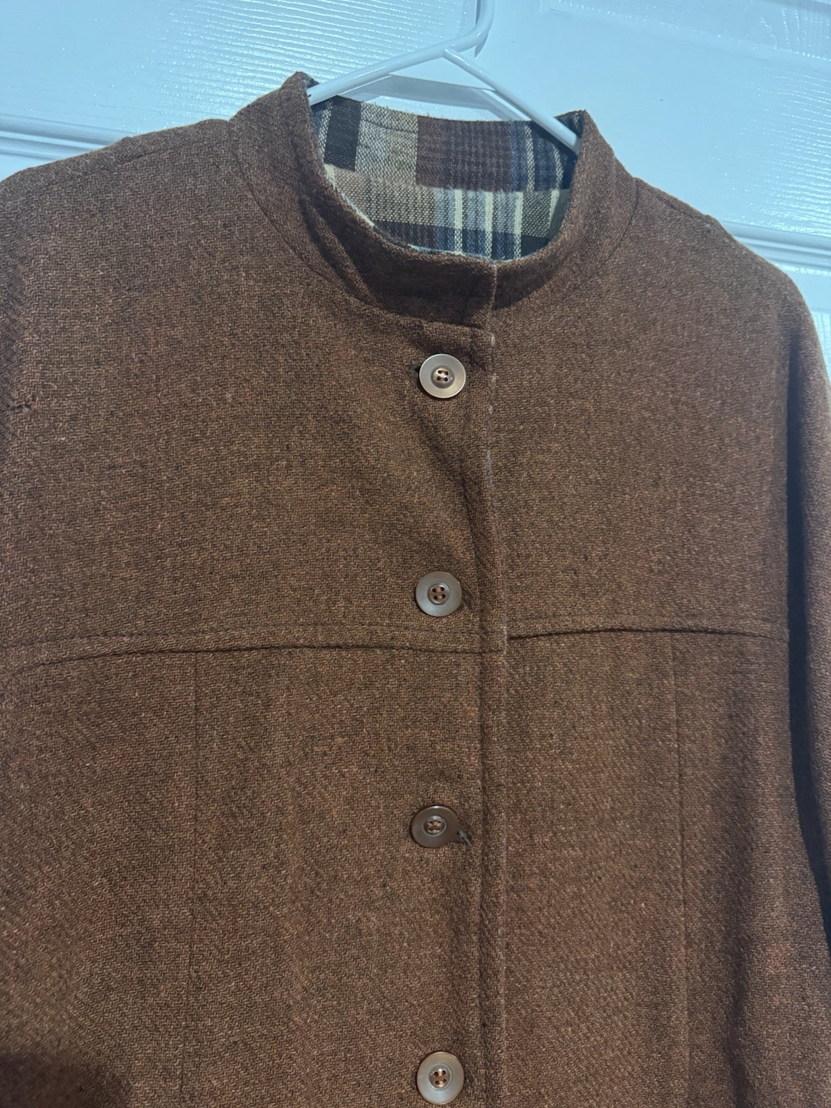 Vintage Brown / Burgundy Dress Coat Women’s Size medium – Likely Handmade