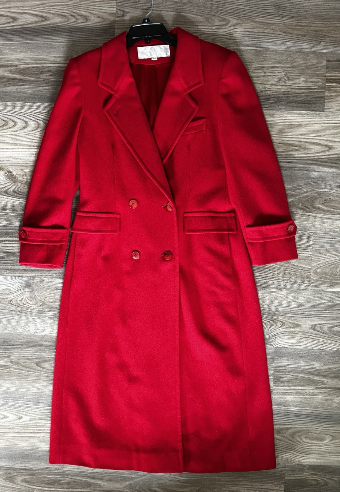 VTG Evan Picone Long 100% Wool Double Breasted Coat Women’s Medium Bright Red