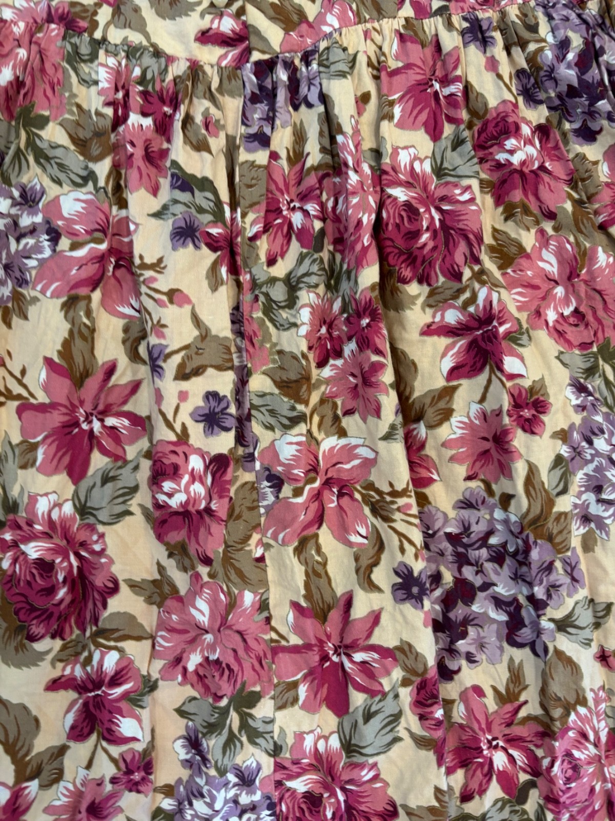 Vintage 80s Midi Dress Pastel Floral Cottagecore Garden Party Tea Dress Size M
