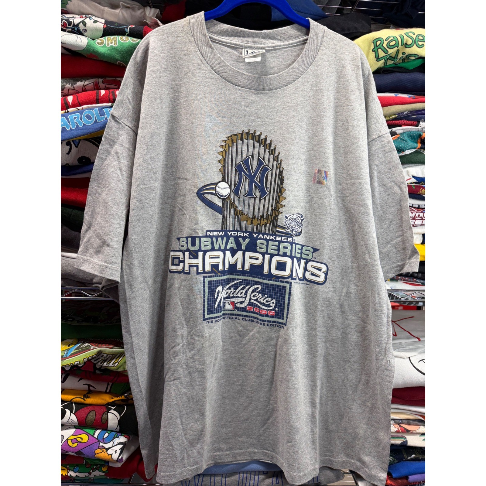Vintage Lee Sport New York Yankees 2000 World Series Champions T-Shirt Gray XXL