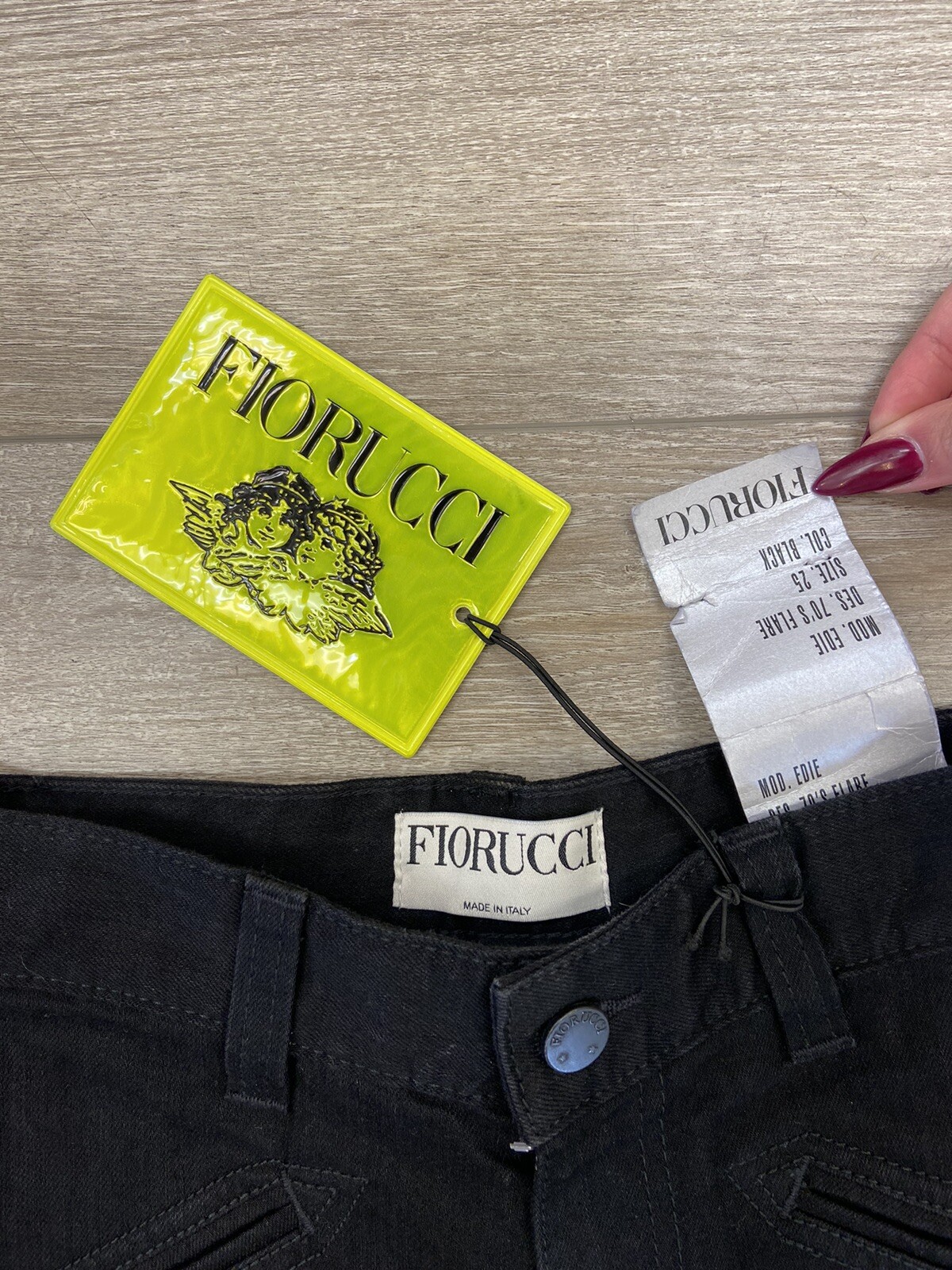 Vintage Fiorucci Deadstock Black 70s Inspired Flare Leg Jeans with Original Tags
