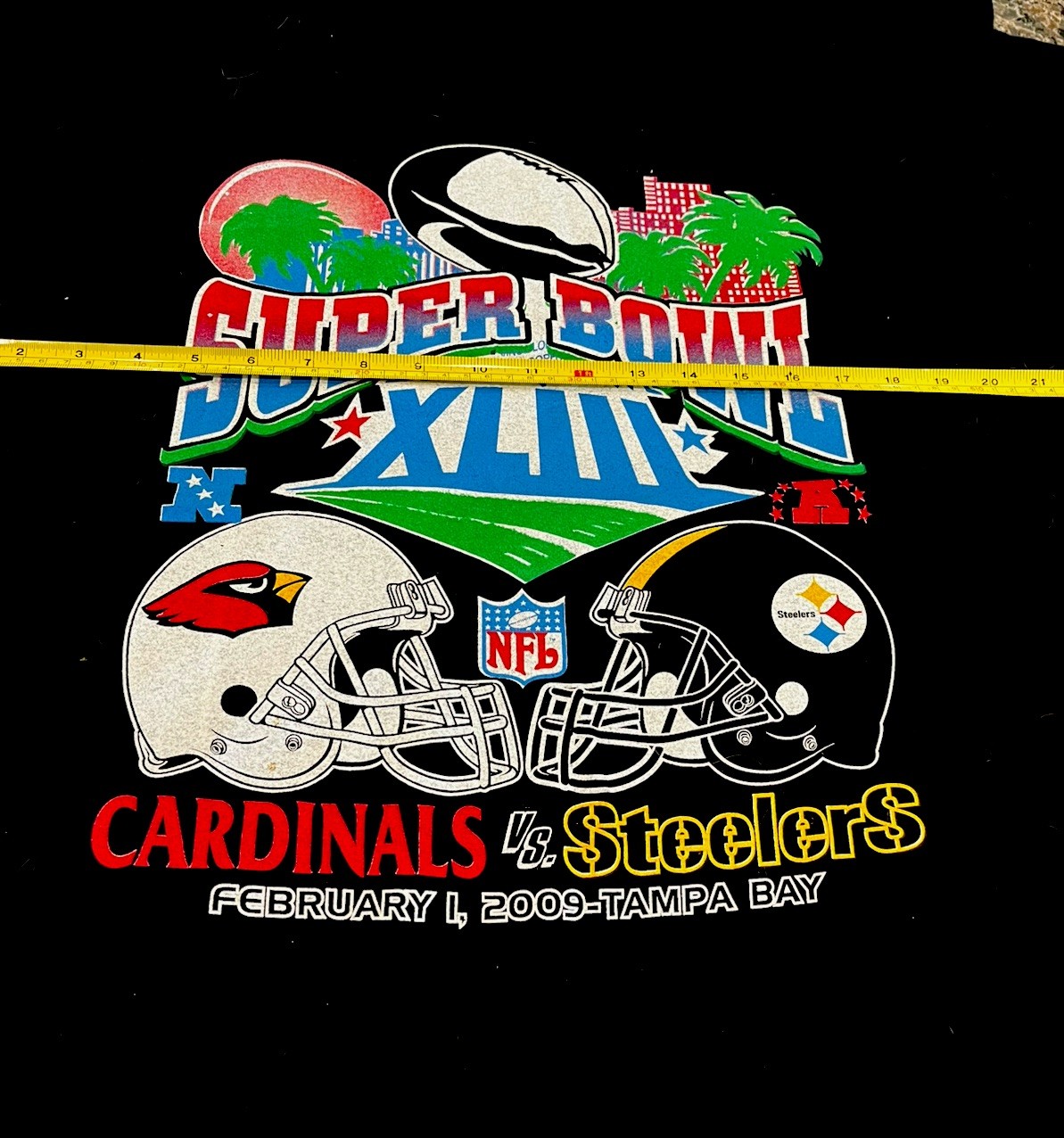 2009 Super Bowl XLIII T-Shirt Black Steeler vs. Cardinals NFL