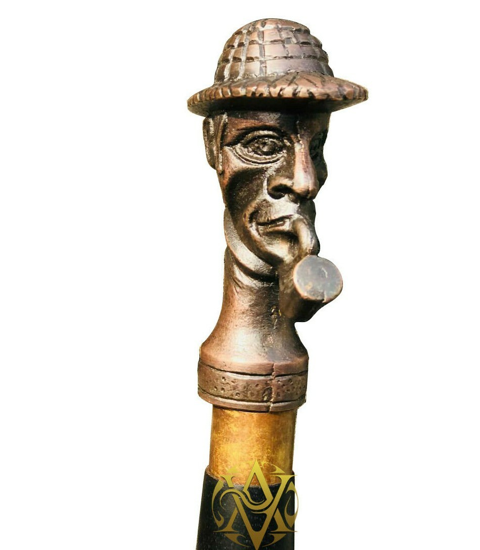 Sherlock Homes Replica Brass Handle Walking Wooden Cane Stick Vintage Gifts Men
