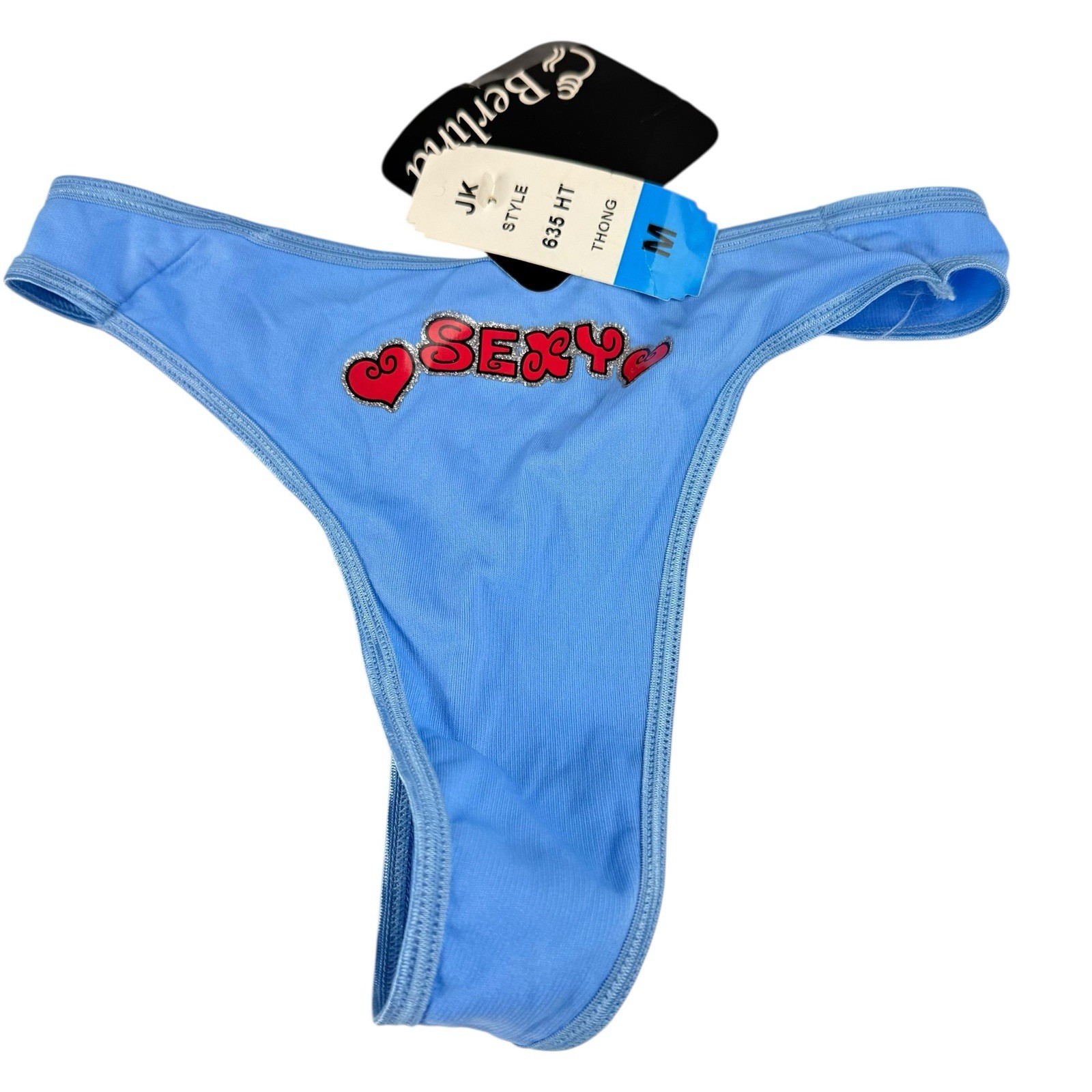 Vintage Berlina Thong Panties Bikini Medium Keyhole Cutout Blue Sexy Y2K