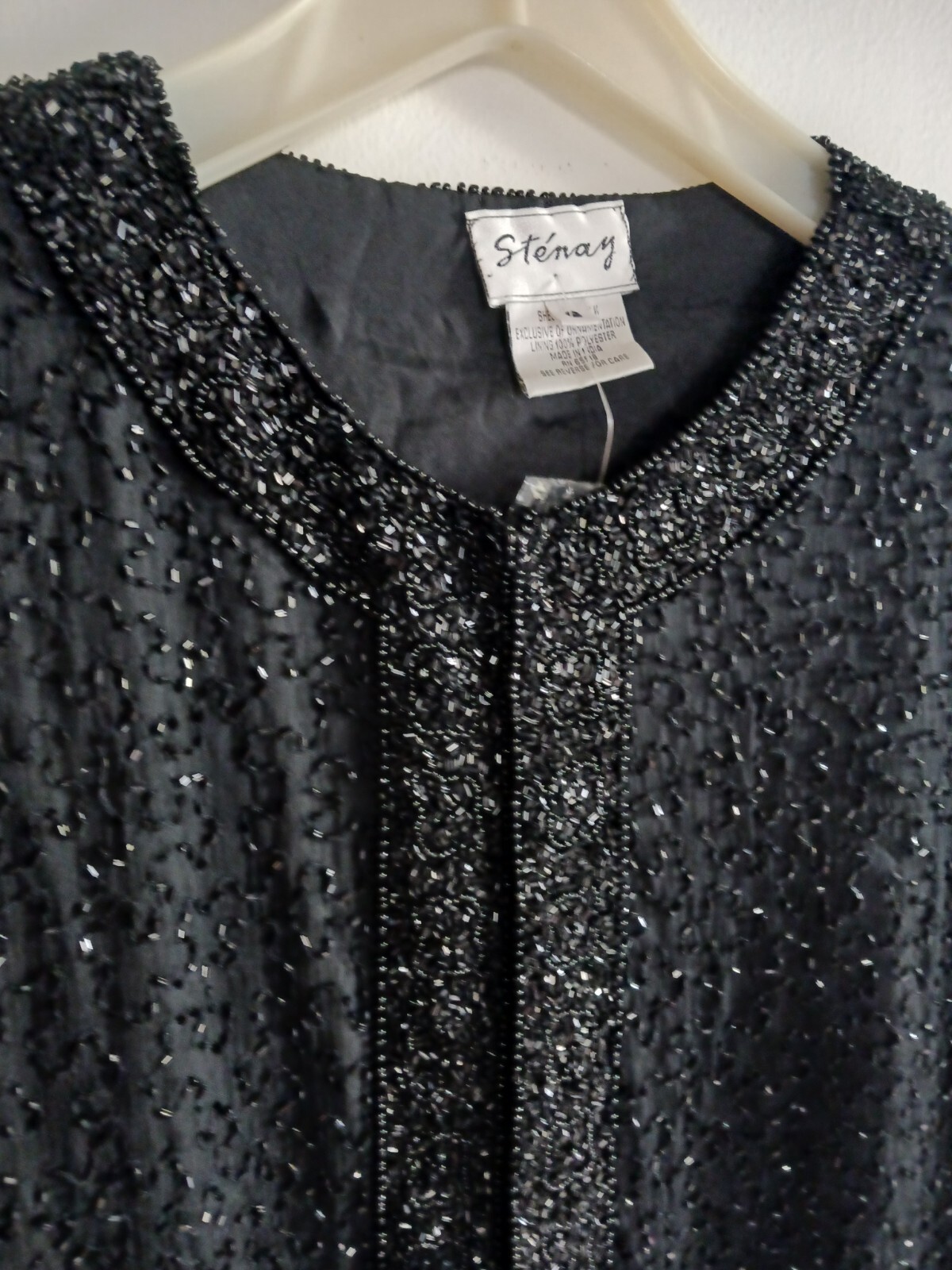 Vintage Black Jacket Beaded Stenay Formal Silk Evening Elegant Classic Small NWT