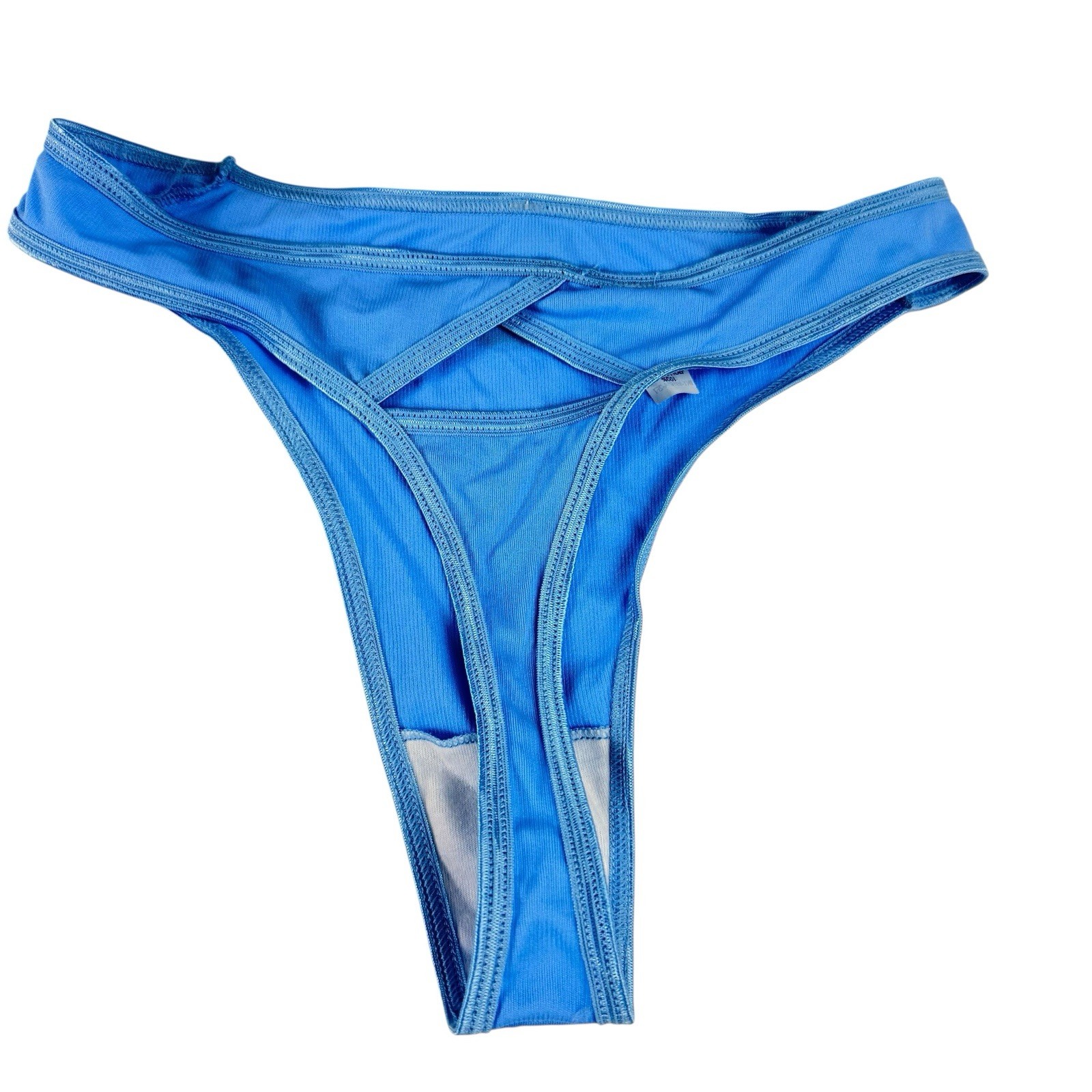 Vintage Berlina Thong Panties Bikini Medium Keyhole Cutout Blue Sexy Y2K