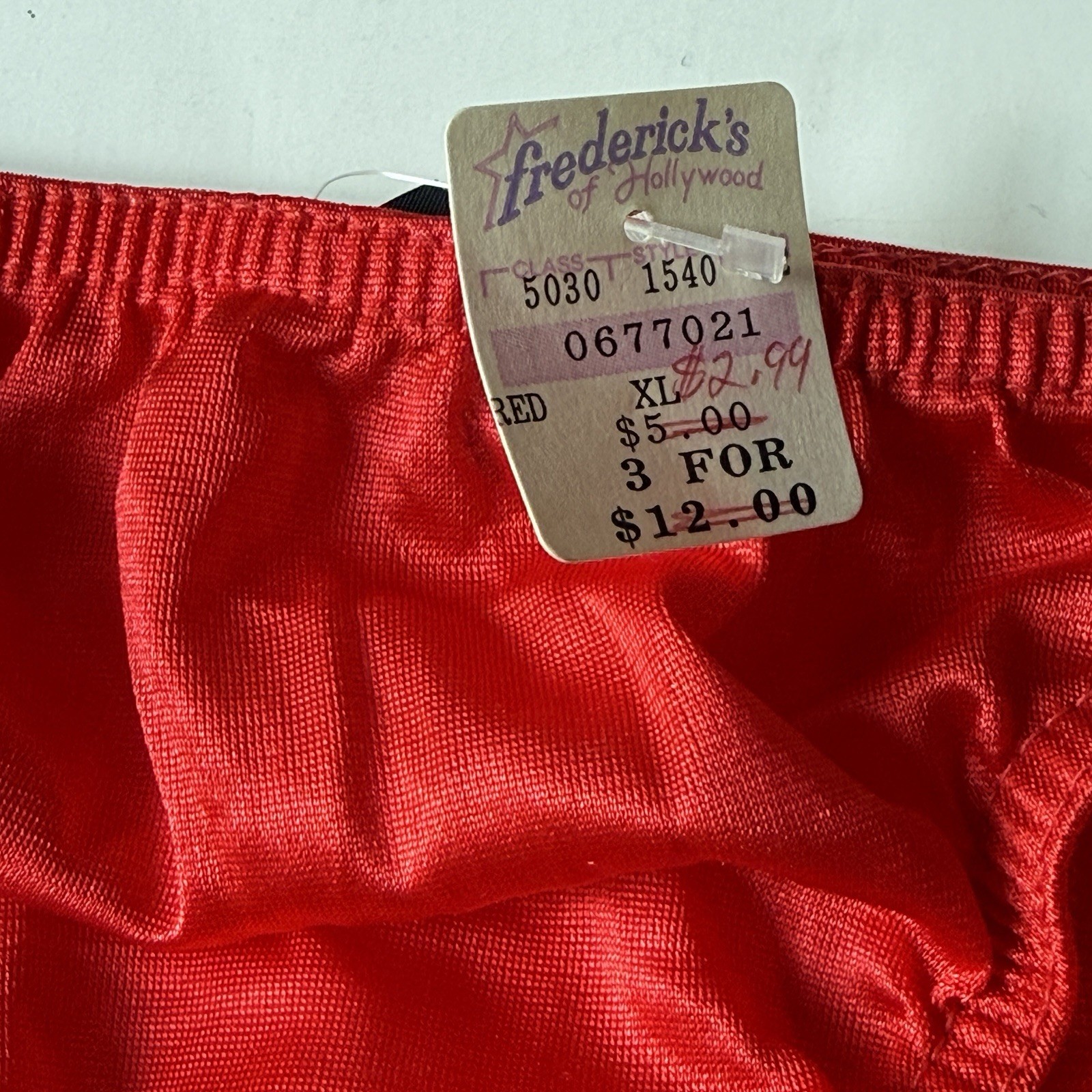 NEW VTG Frederick’s of Hollywood Red Shiny Nylon Panties Sz 1X Made in USA