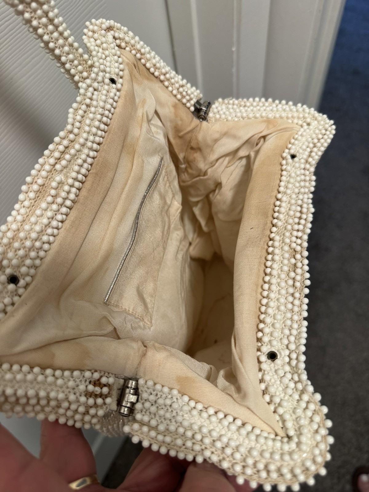 1950’s Bead Vintage Beaded Purse Embroidered Flowers