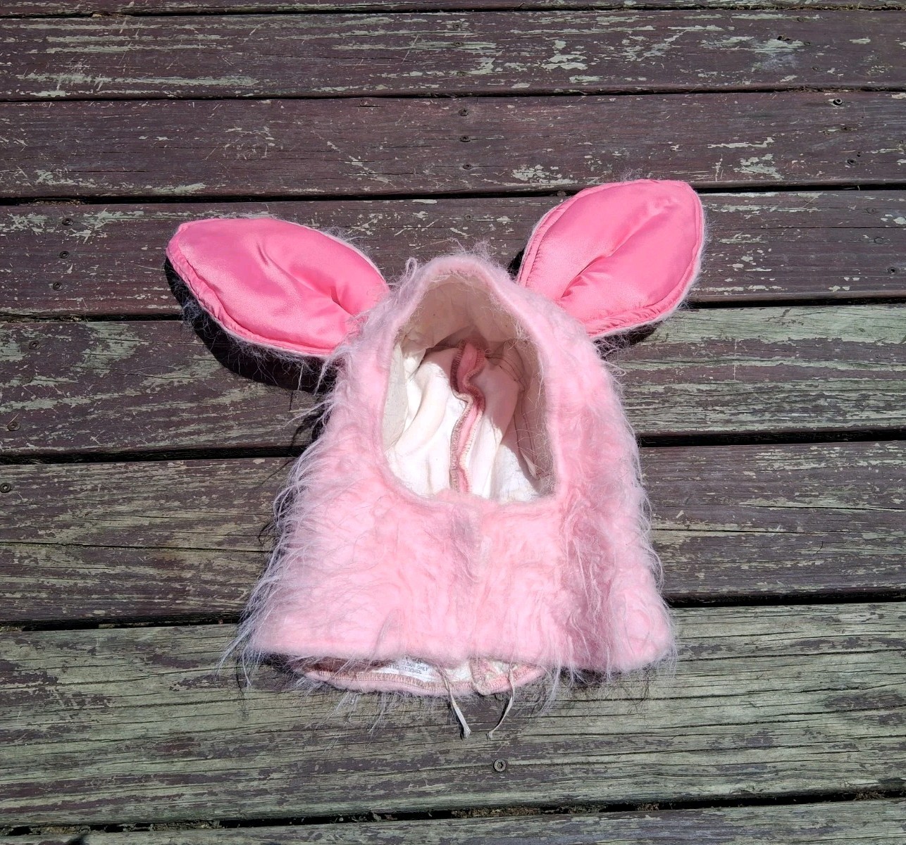 Vintage 1960s 1970s Pink Bunny Costume Hat Halloween Piglet