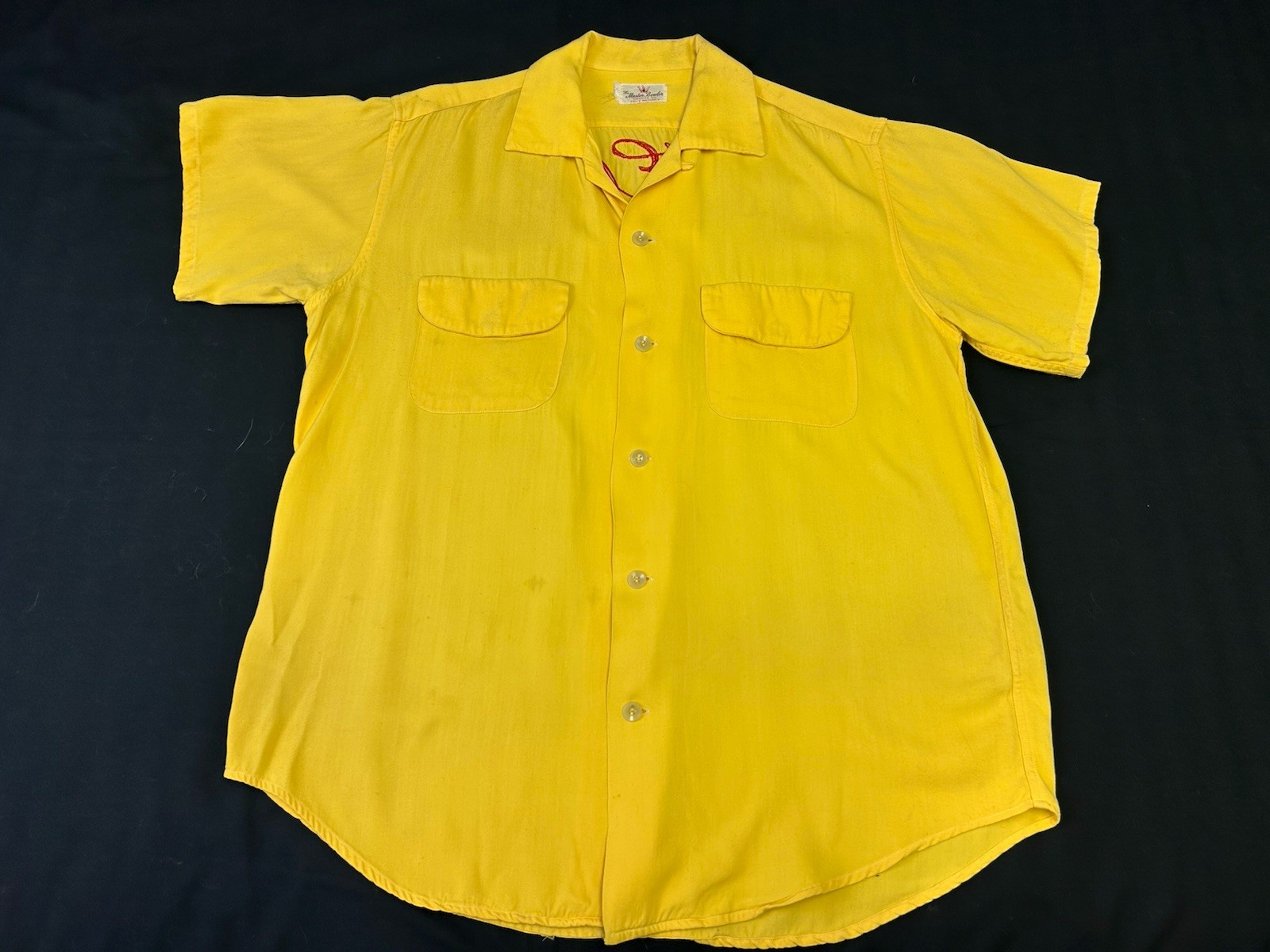 Vintage Master Bowler Rayon Chainstitched Bowling Shirt Rock Springs Mens 44″ CH