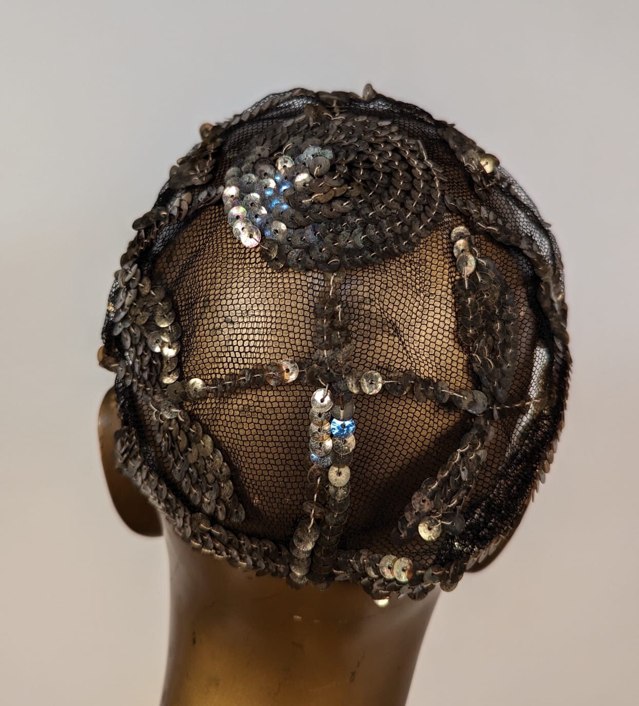 FLAPPER 1920’S SHIMMERING SEQUIN JULIET NET SKULL CAP 