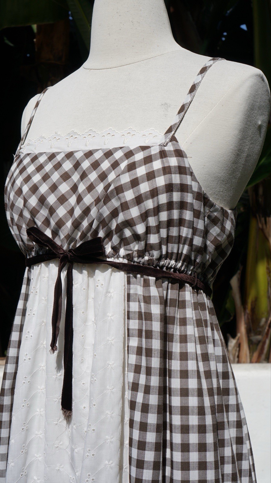 vintage 1970s boho Gingham dress Cottage Core Cotton Maxi Dress S