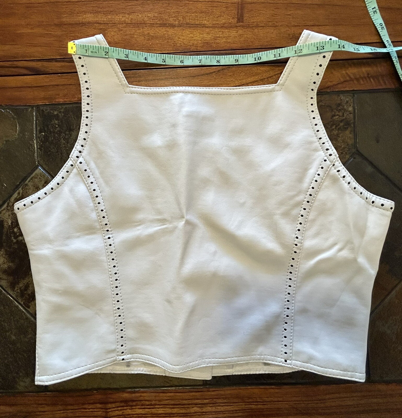 VTG 80s/90s STYLEWORKS 2 Pc White Glam Pleather Jacket Sz 12 Crop Tank Top Sz 14