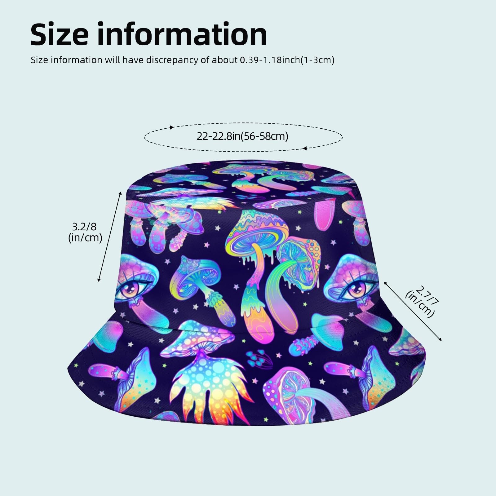 NASIAN Psychedelic Trippy Rave Bucket Hats for Women Men Outdoor Travel Beach…