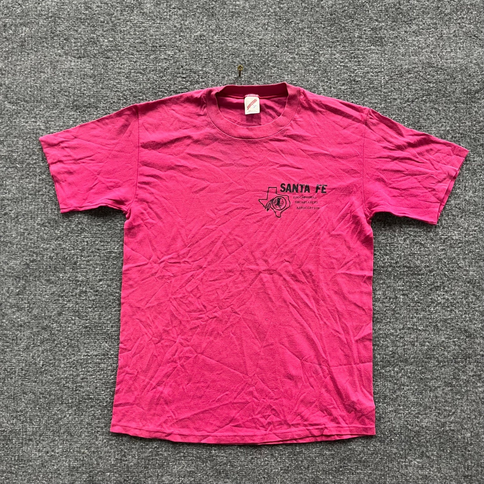 Jerzees T-Shirt Mens Size L Pink Vintage Santa Fe Graphic Single Stitch USA Made