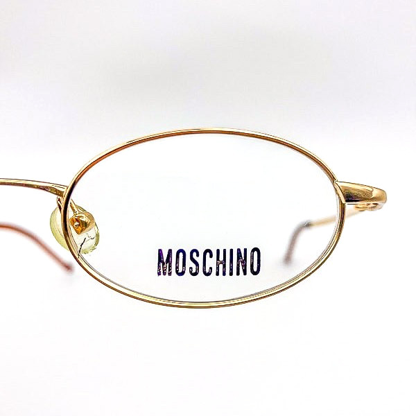 Vintage 1990s Moschino Gold Oval Eyeglass Frames Made in Italy NOS
