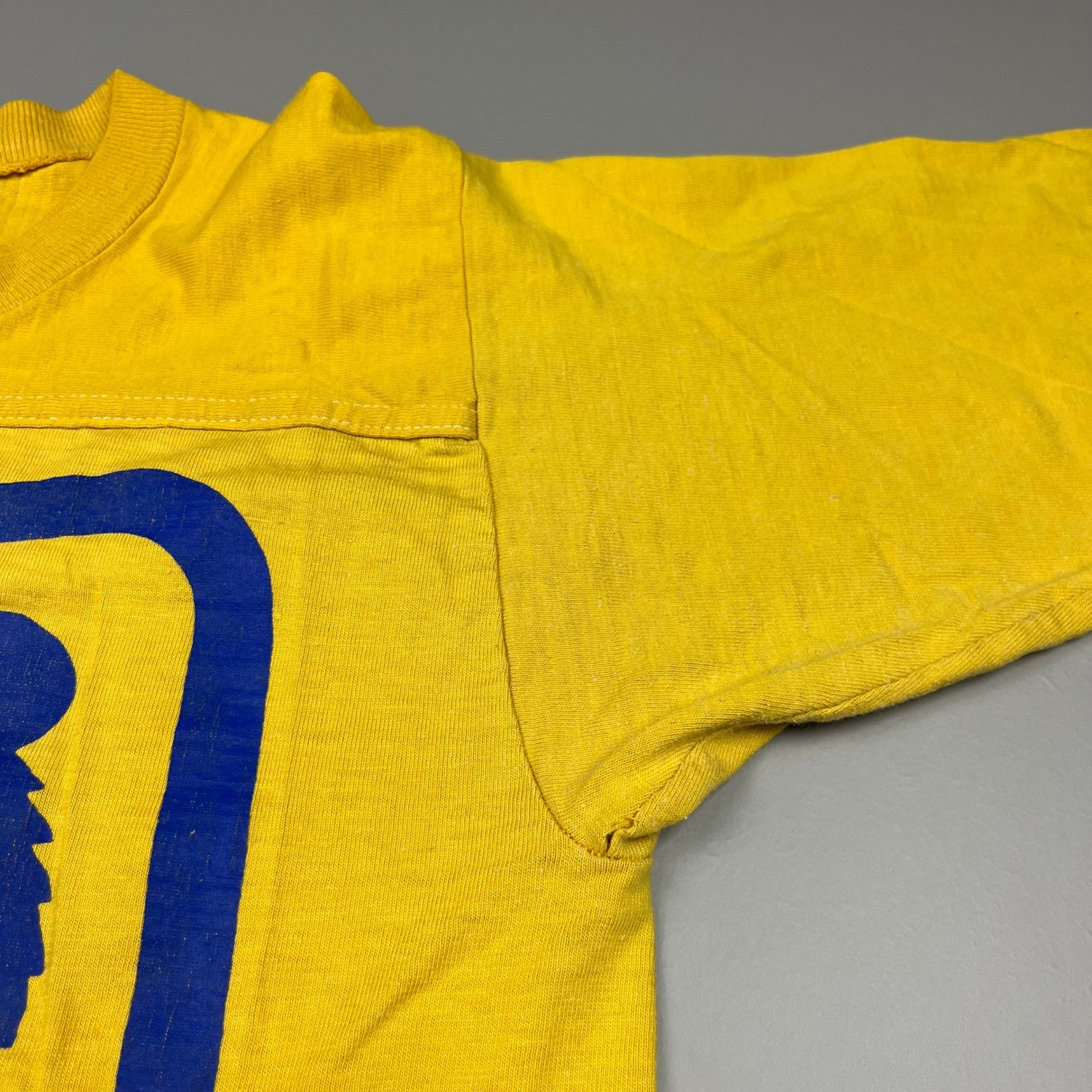 VTG Collegiate Pacific Berkeley Jersey Mens M Yellow 3/4 Sleeve 70s Oski Bear