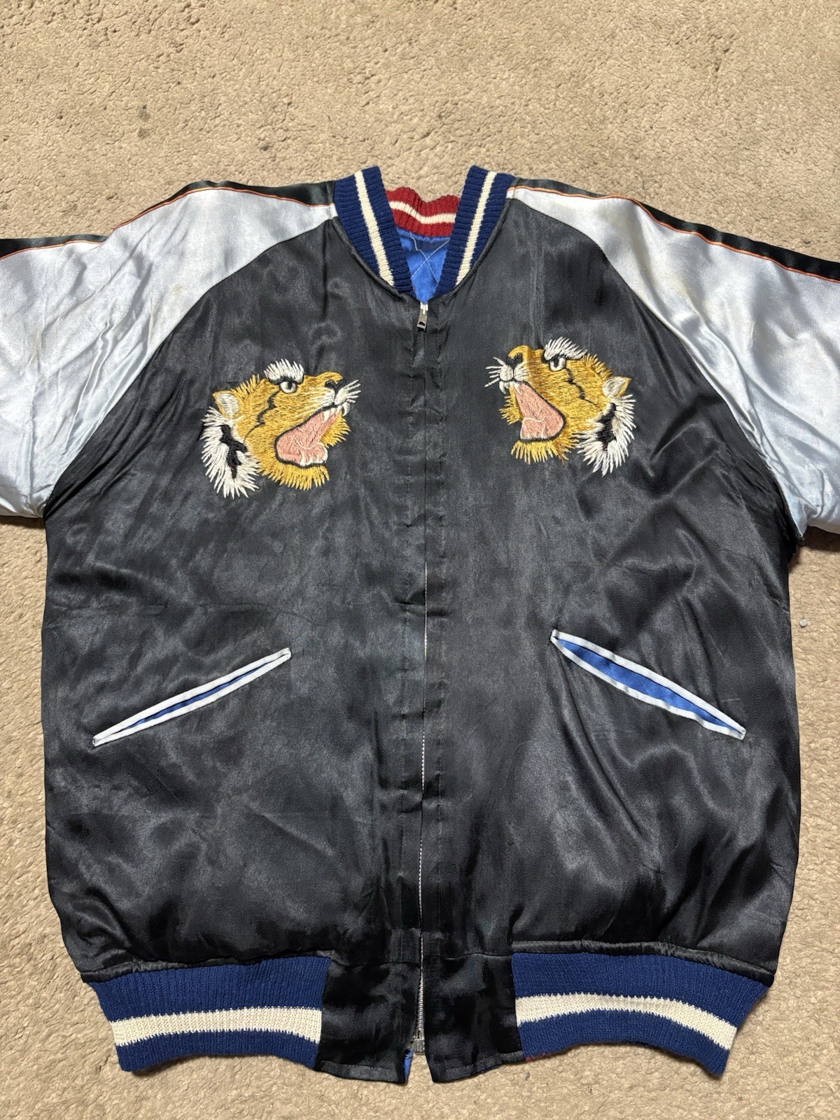 Vintage 1950s Japanese Sukajan Souvenir Jacket Reversible 50s Tiger