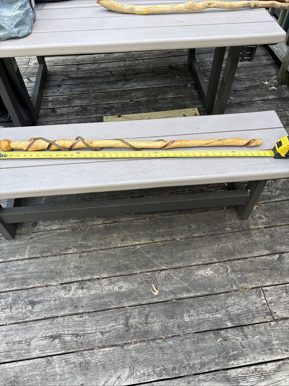 Wooden walking stick 41 Inches Long Unique Design With Vine Wrap