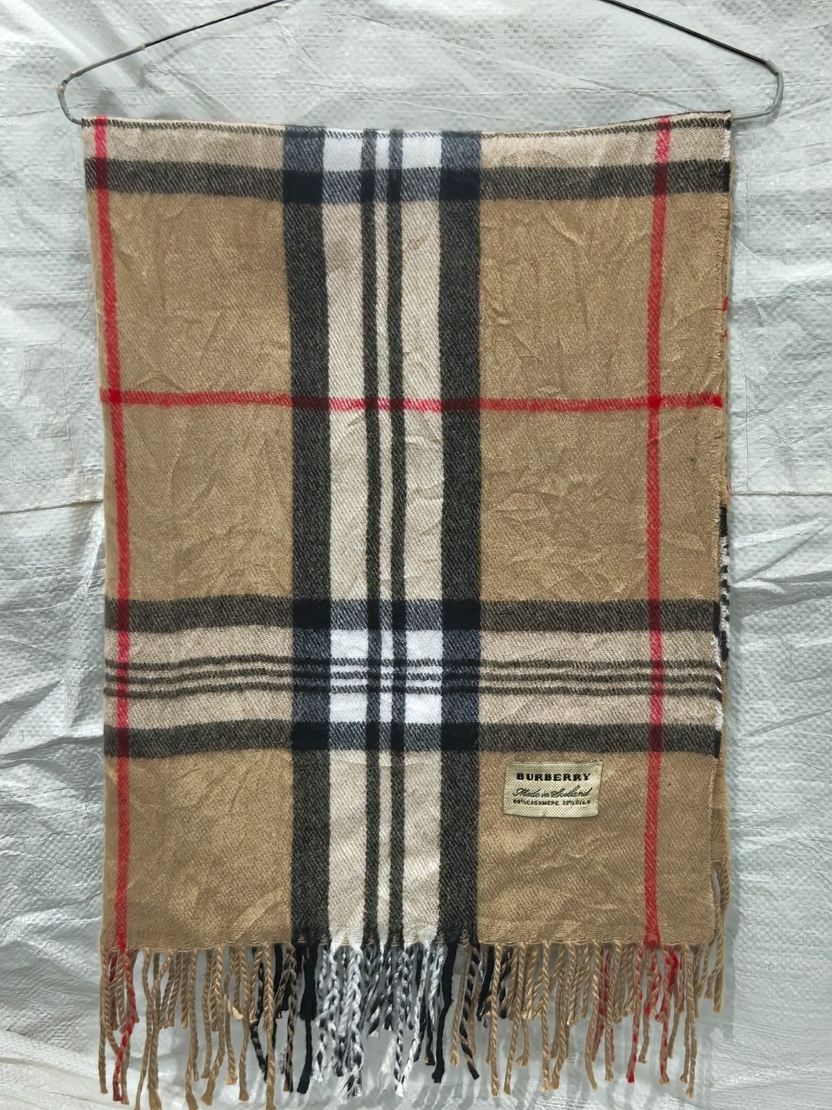 Burberry London Scarf Classic Check Shawl Wrap Vintage Plaid Made In Scotland