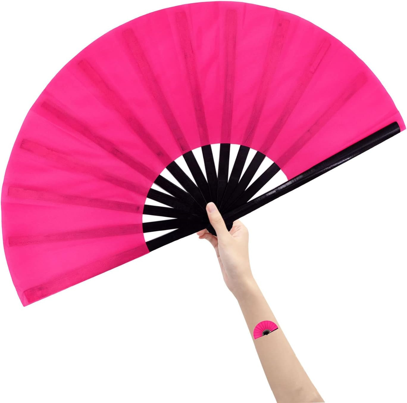 Large Folding Hand Rave Fan for Women/Men, Chinease/Japanese Bamboo And