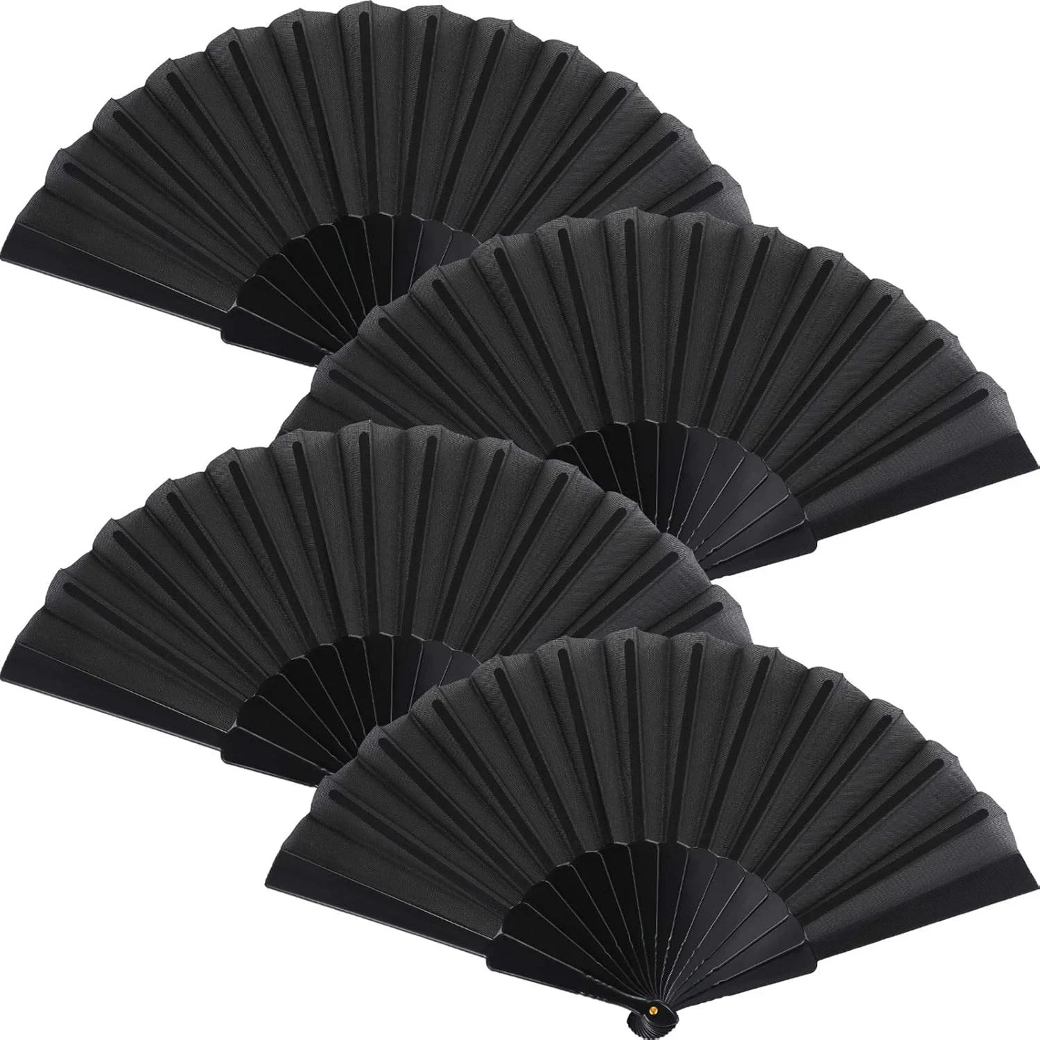 4 Pieces Handheld Folding Fan Small Chinese Hand Fans in Oriental Cloth Fabric f